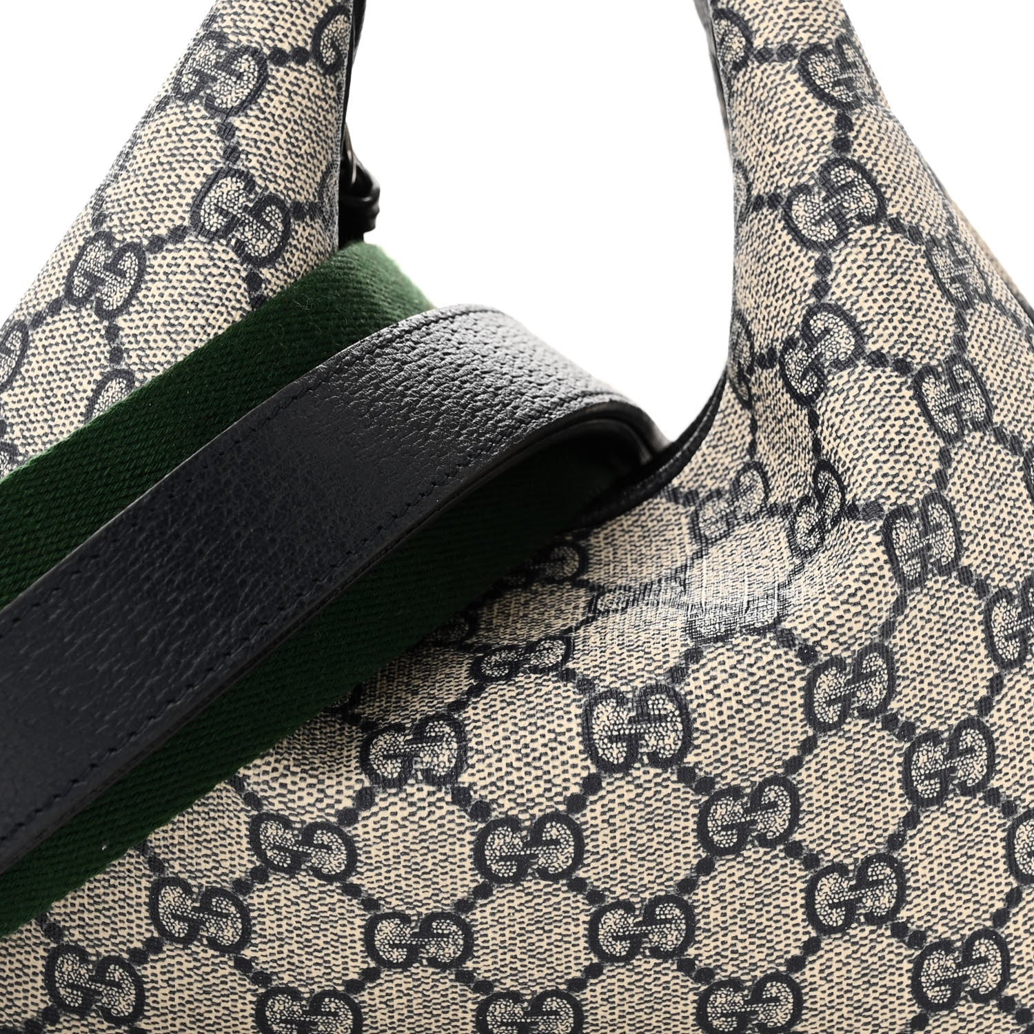 Gucci GG Supreme Monogram Textured Calfskin Web Small Attache Shoulder Bag Beige Blue 7 of 9