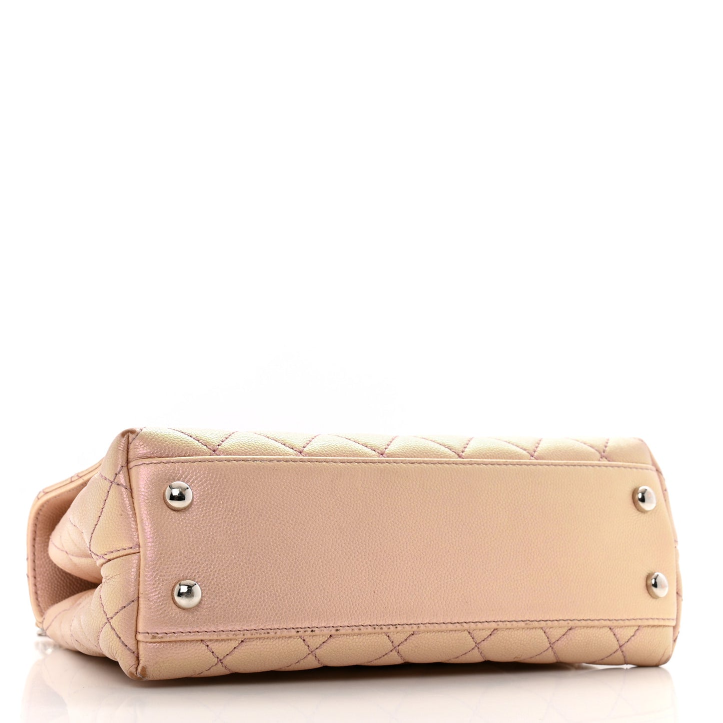 Iridescent Caviar Quilted Mini Coco Handle Flap Pink