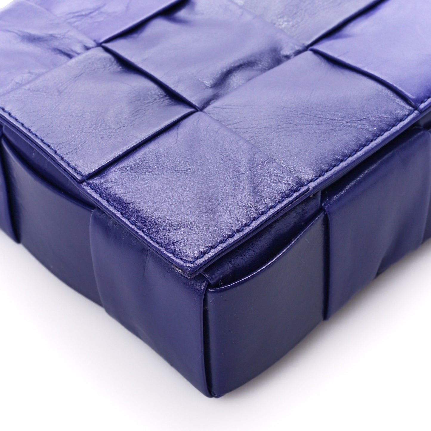 Paper Calfskin Maxi Intreccio Cassette Crossbody Bag Purple