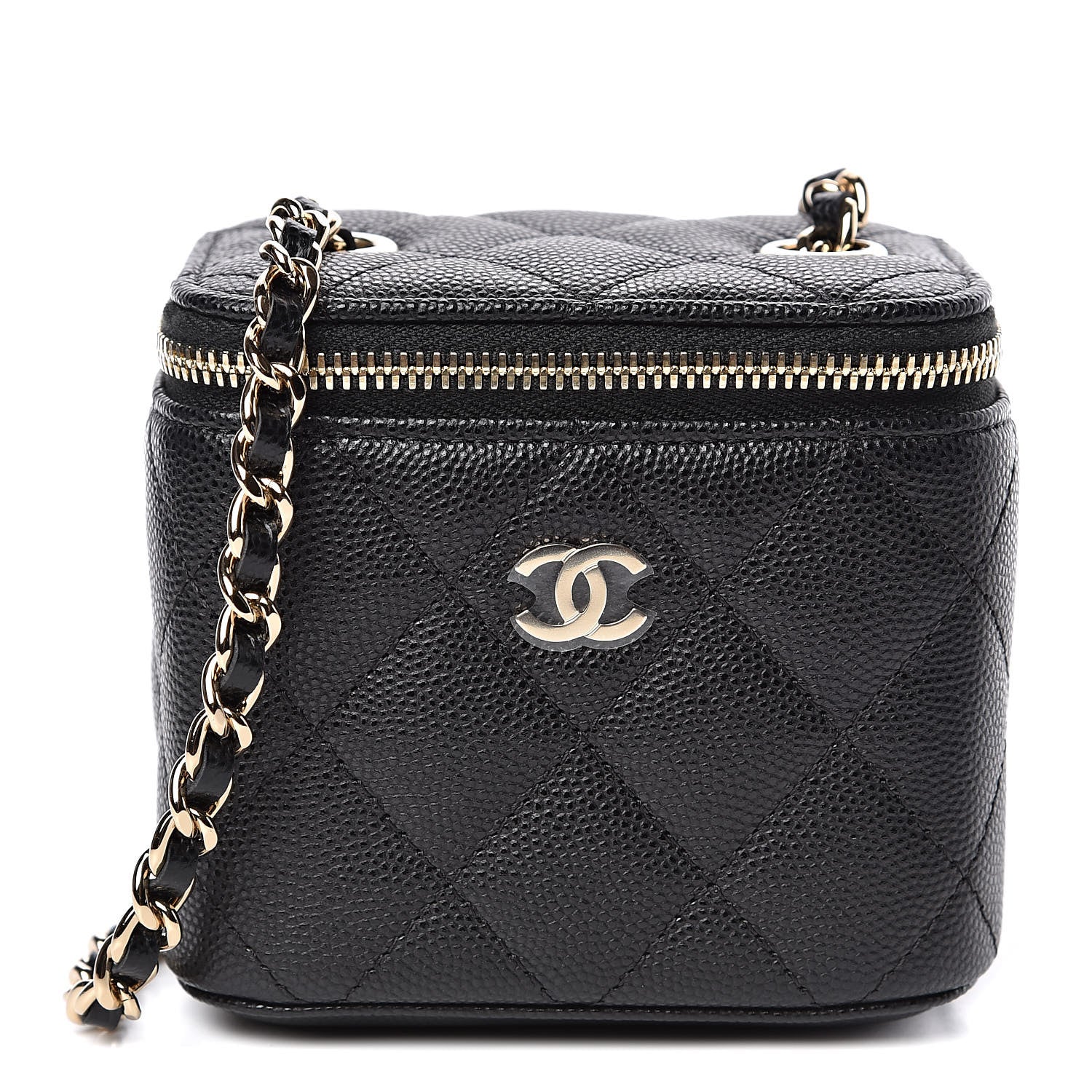 Chanel Caviar Quilted Mini Vanity Case With Chain Black 502985