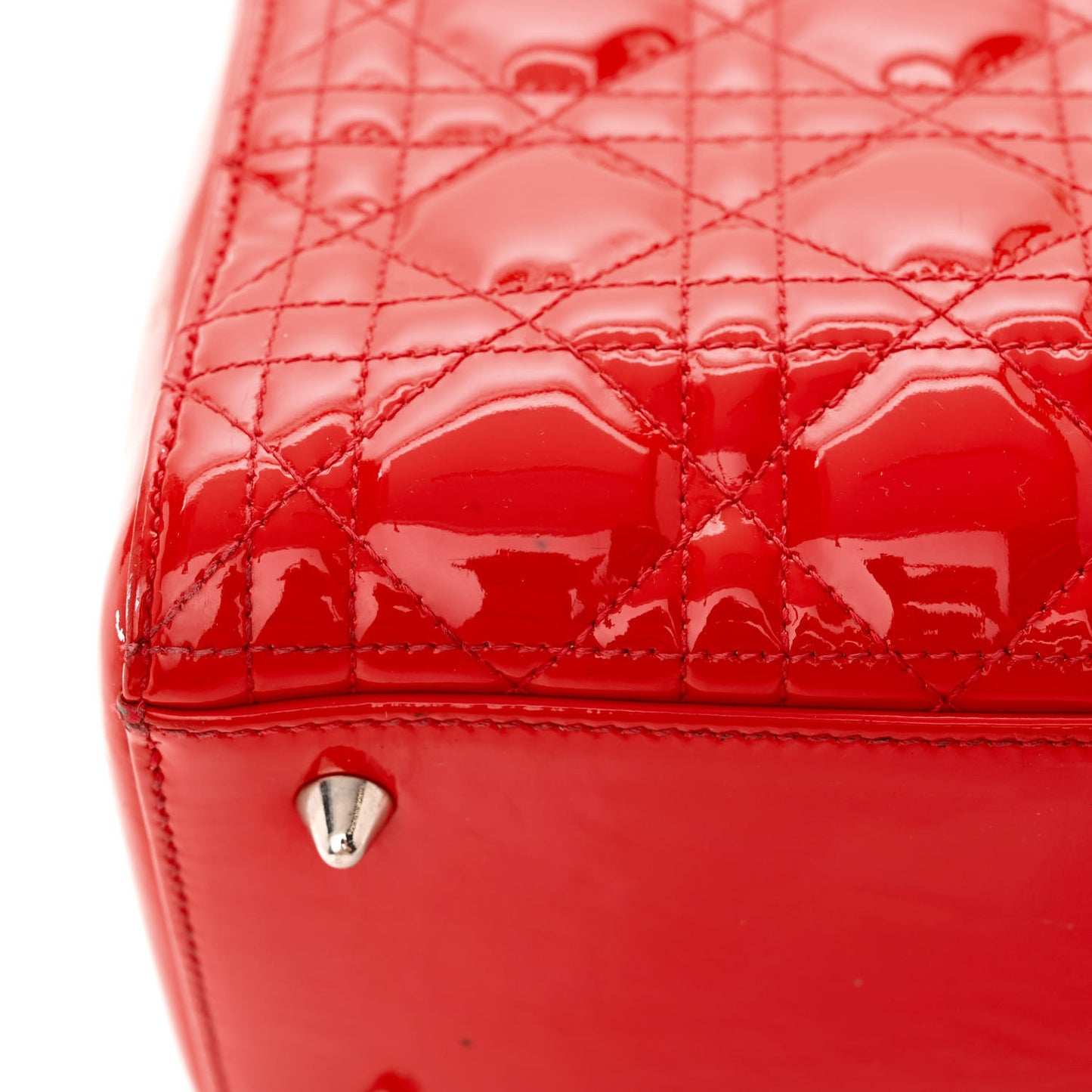 Patent Cannage Whipstitch Medium Lady Dior Red