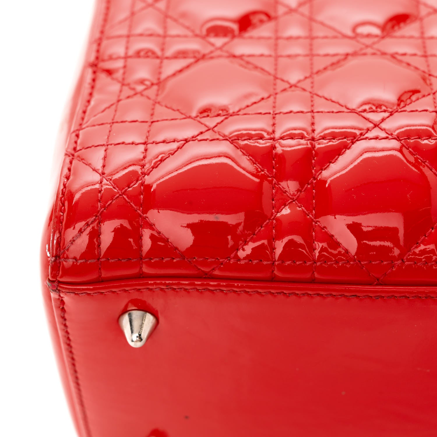 Christian Dior Patent Cannage Whipstitch Medium Lady Dior Red 14 of 14