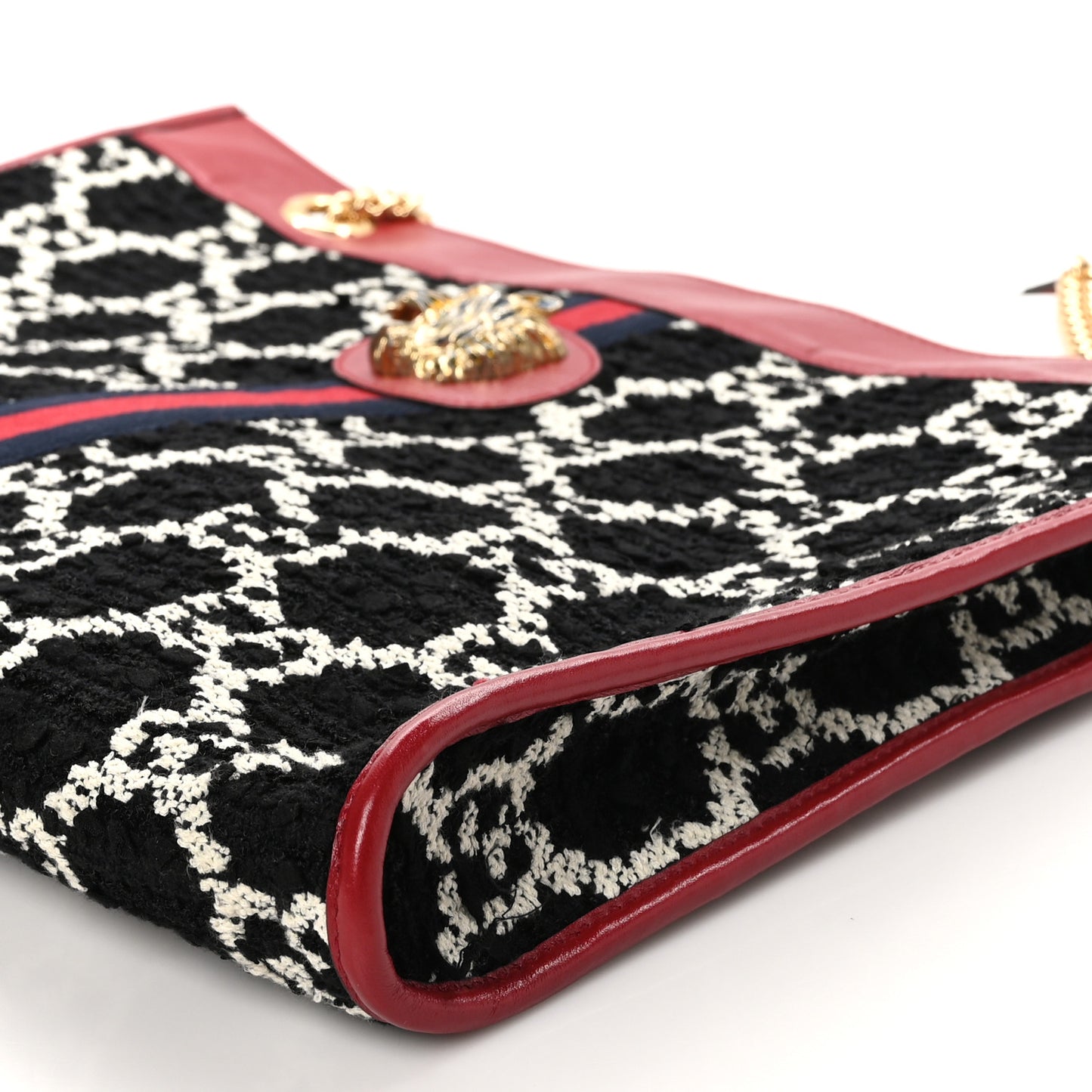 Tweed GG Monogram Large Rajah Chain Tote Romantic Cherry Black White