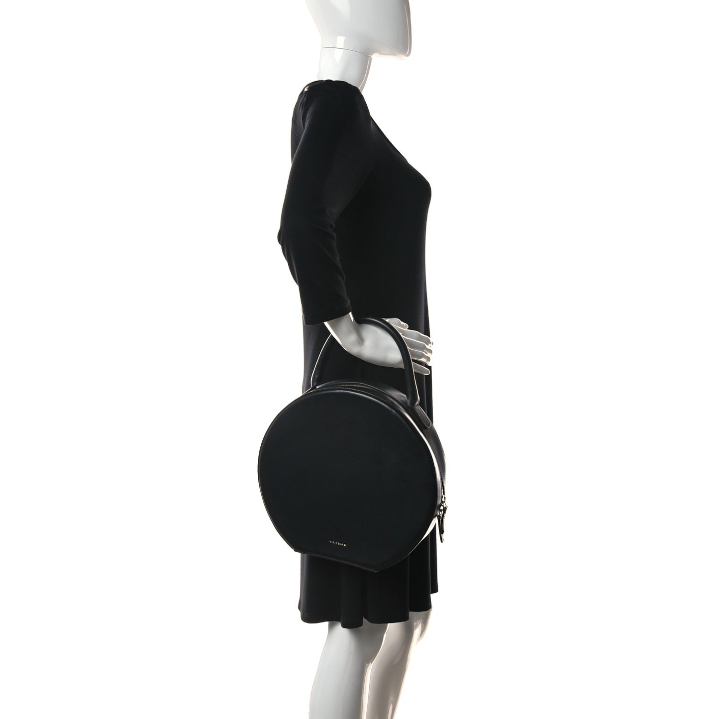 Calfskin Circle Crossbody Bag Black