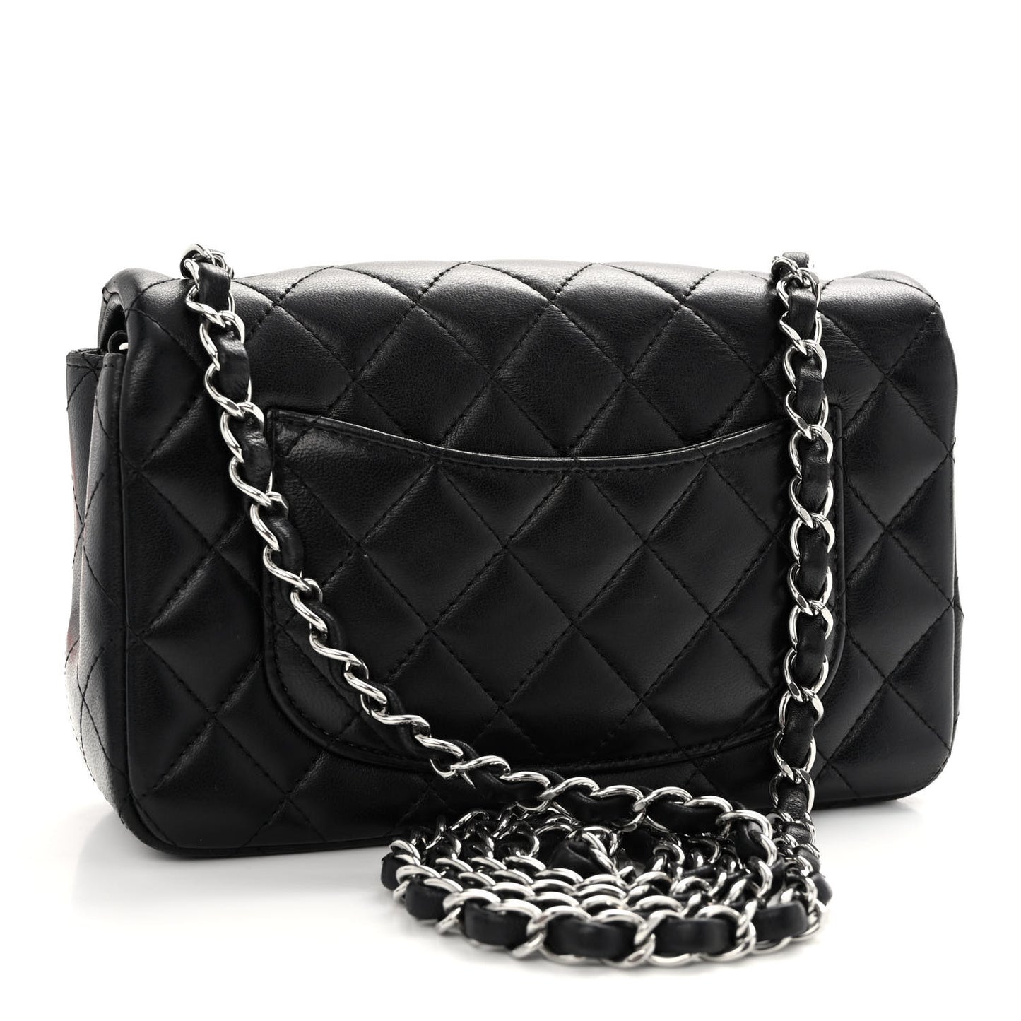 Lambskin Quilted Mini Rectangular Flap Black
