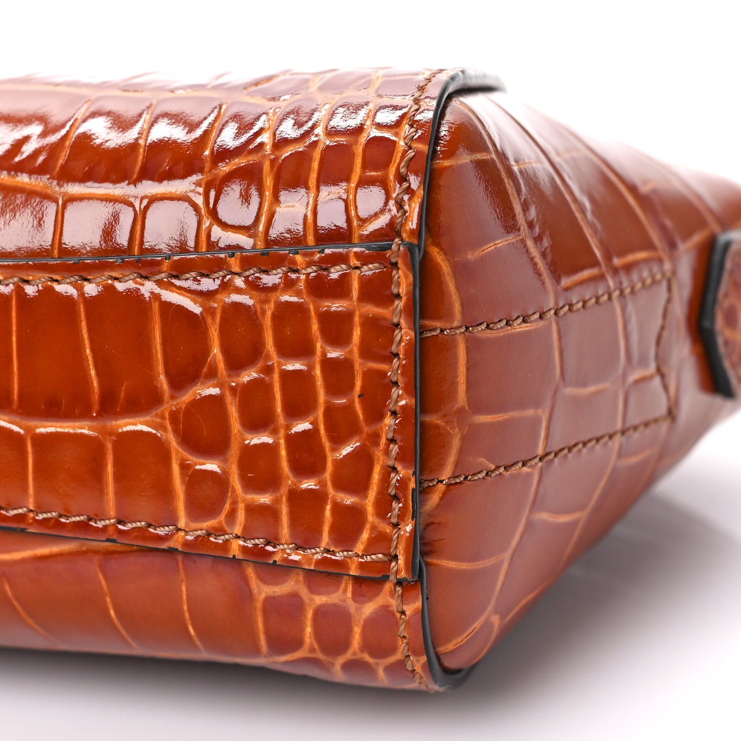 Calfskin Crocodile Embossed Nano Antigona Tan
