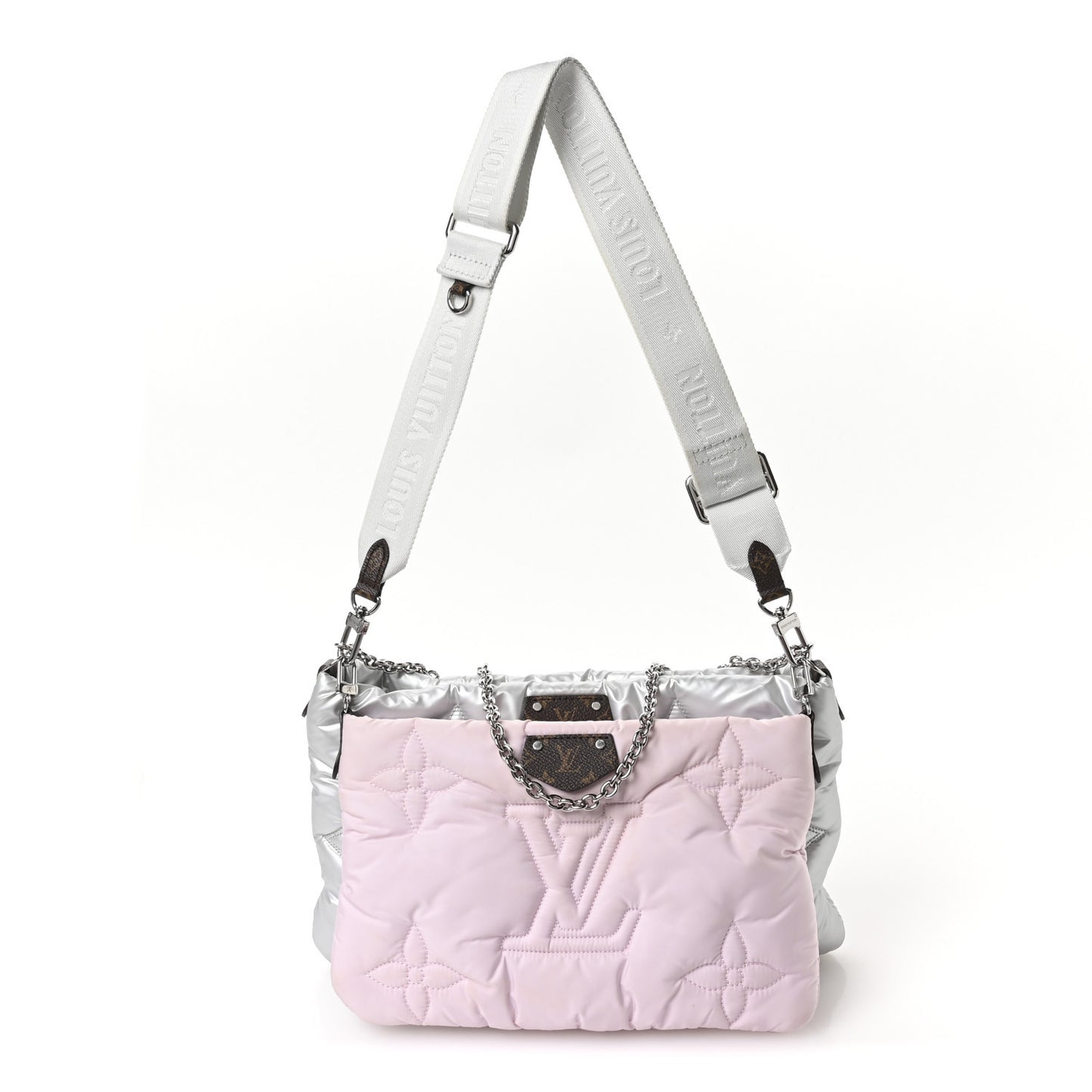 Econyl Monogram Pillow Maxi Multi Pochette Accessories Silver Pale Pink