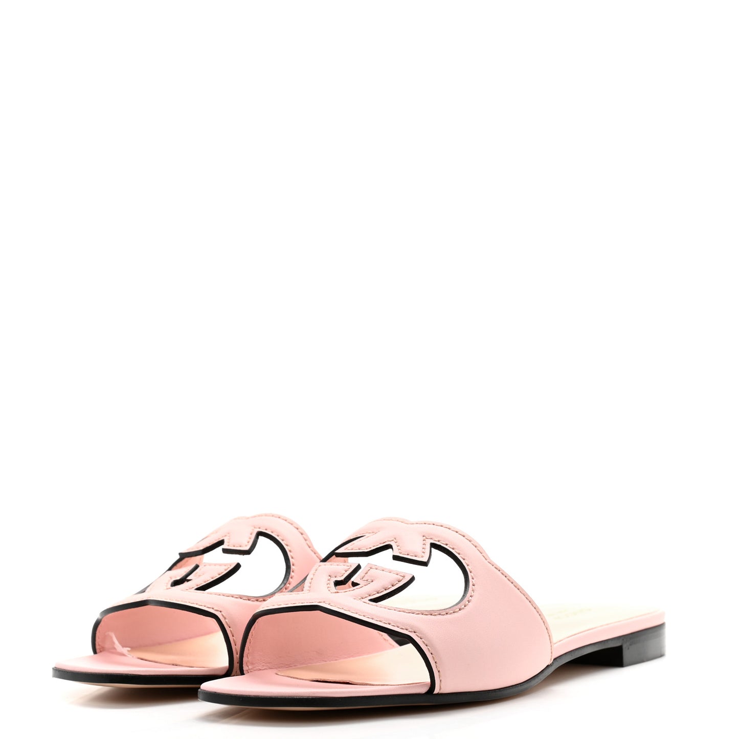 Cosmos Softy Calfskin Interlocking G Cut Out Slide Sandals 39 Pastel Pink