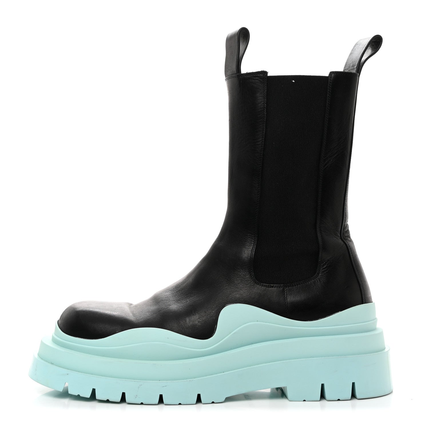 Bottega Veneta Calfskin Mens The Tire Chelsea Boots 45 Black Pale Blue 1 of 8