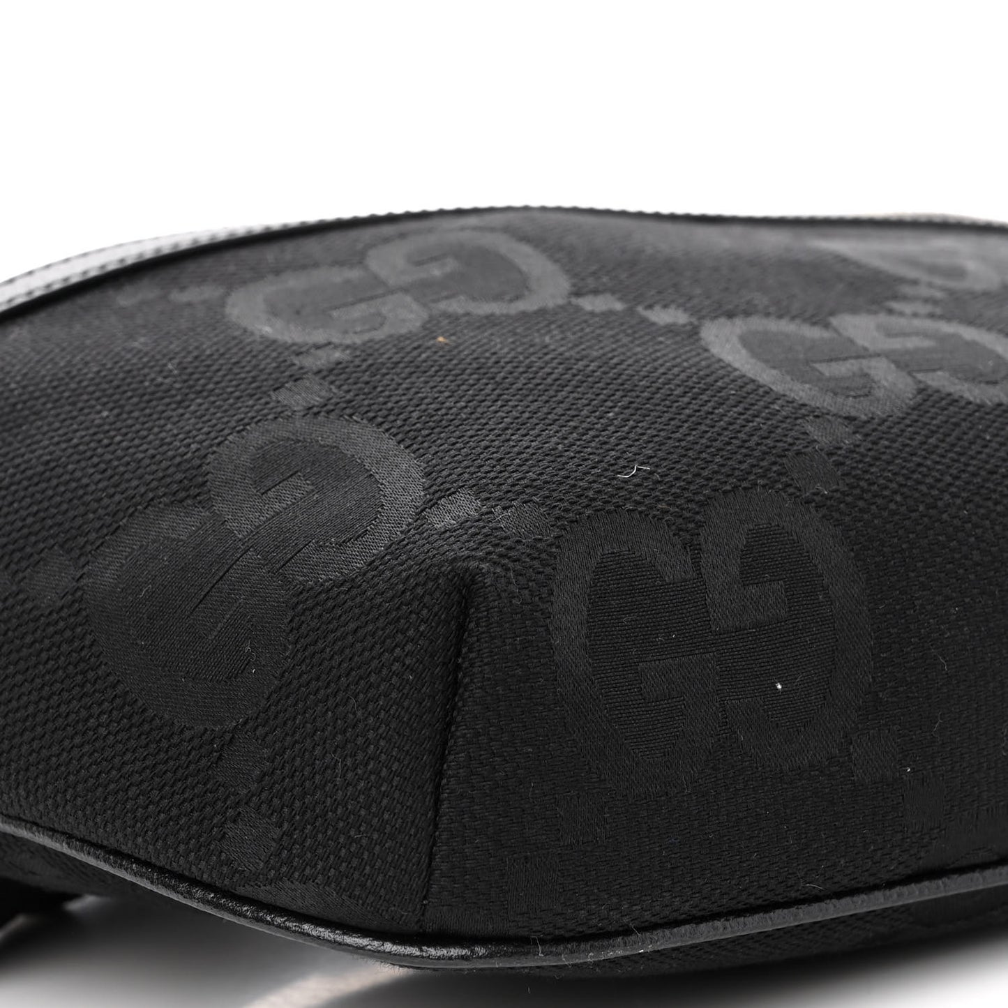 Monogram Jumbo GG Textured Dollar Calfskin Web Belt Bag Black