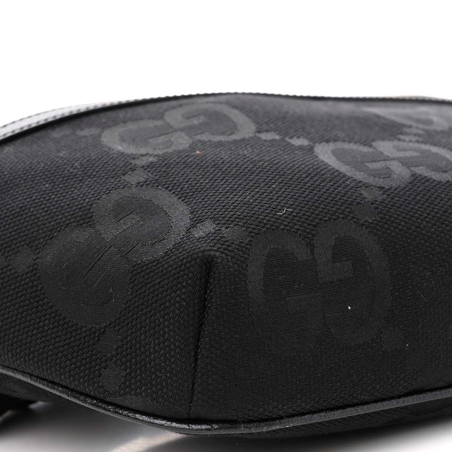 Gucci Monogram Jumbo GG Textured Dollar Calfskin Web Belt Bag Black 8 of 10