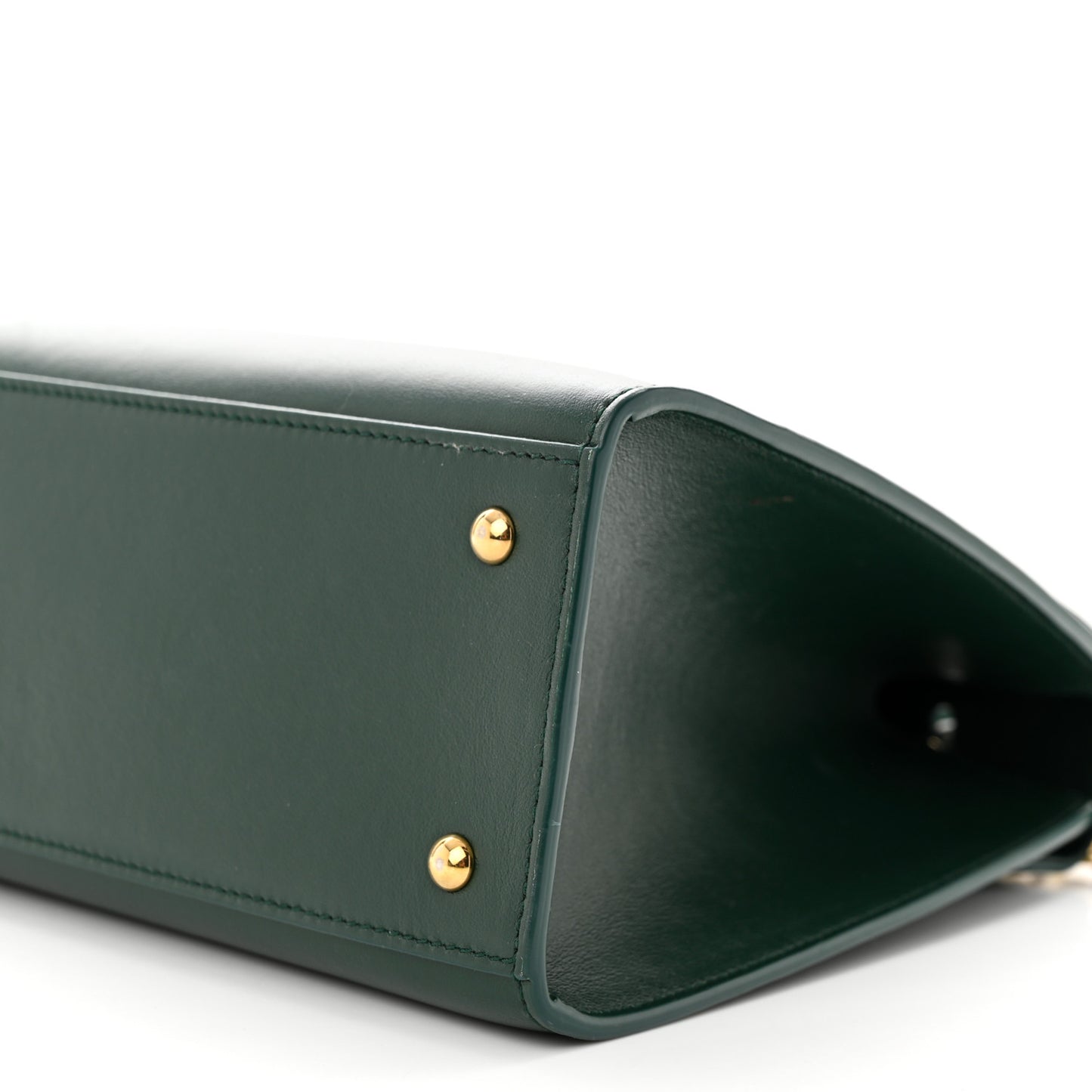 Calfskin Thalia Flap Top Handle Satchel Dark Green