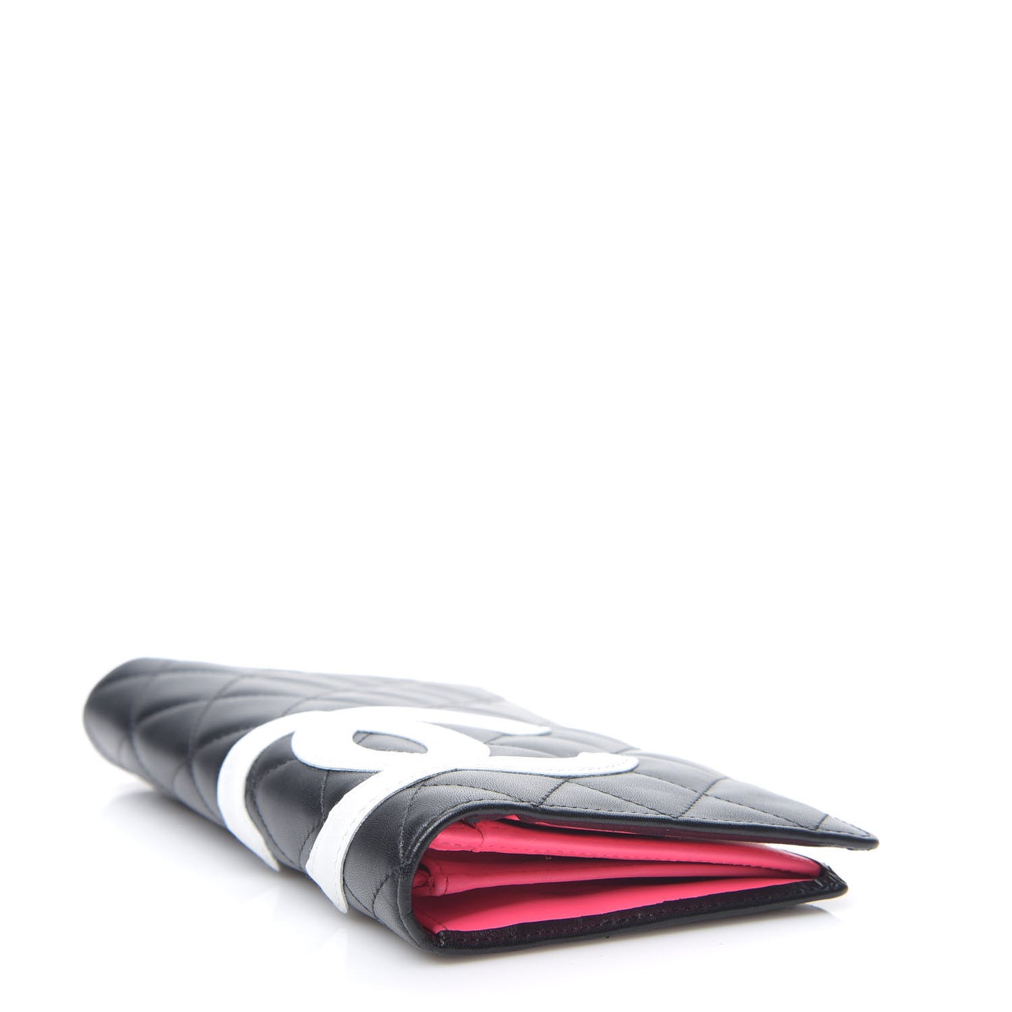 Calfskin Quilted Cambon Yen Wallet Black White