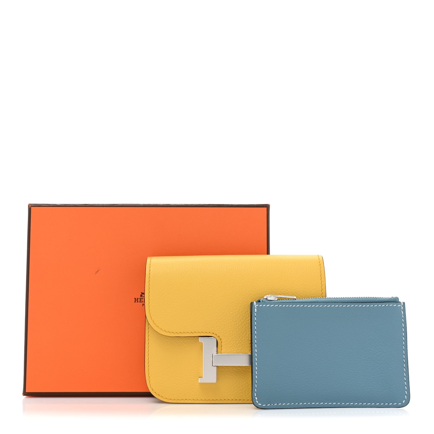 Hermes Evercolor Bi-Color Constance Slim Wallet Sun Blue Jean 12 of 12