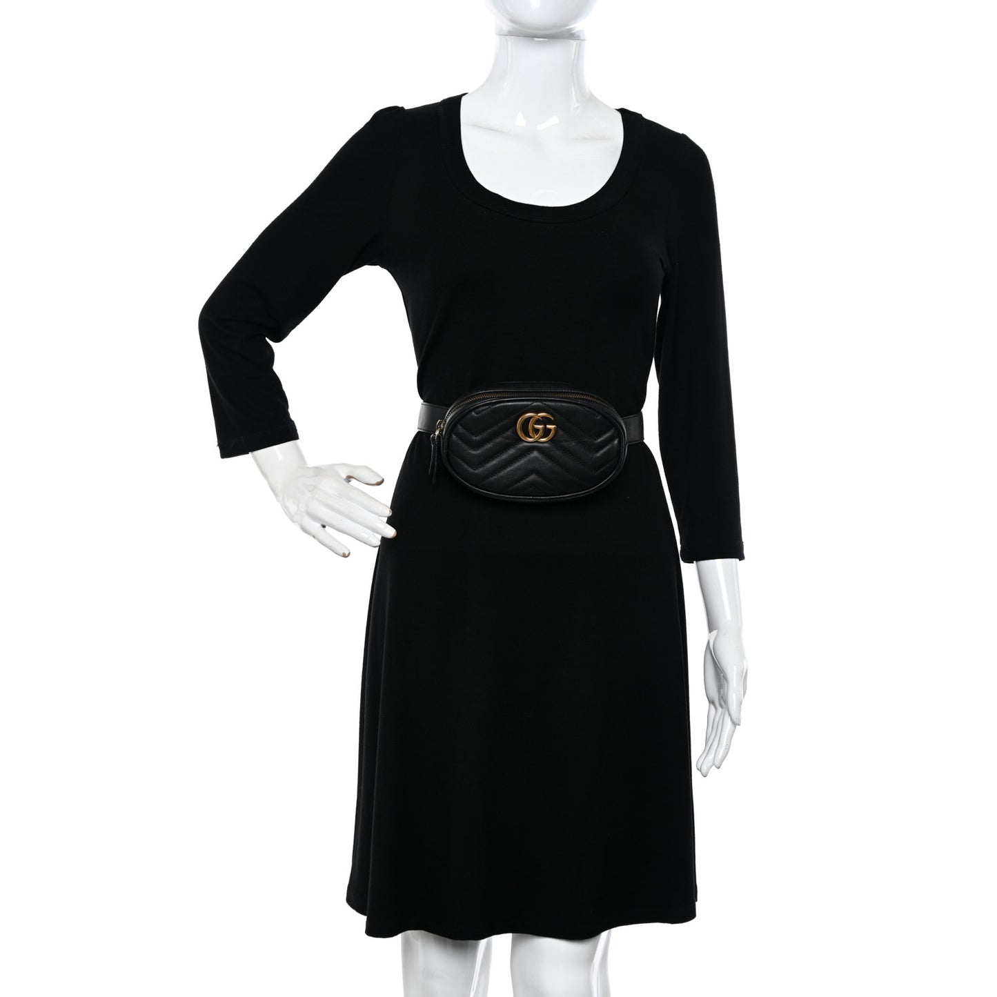 Calfskin Matelasse GG Marmont Belt Bag 75 30 Black