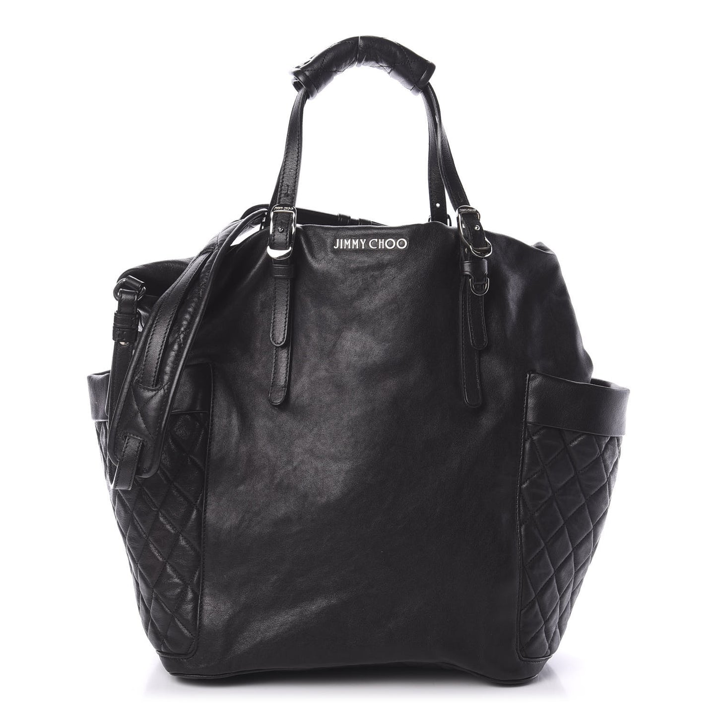 Lambskin Chain Embellished Blare Tote Black
