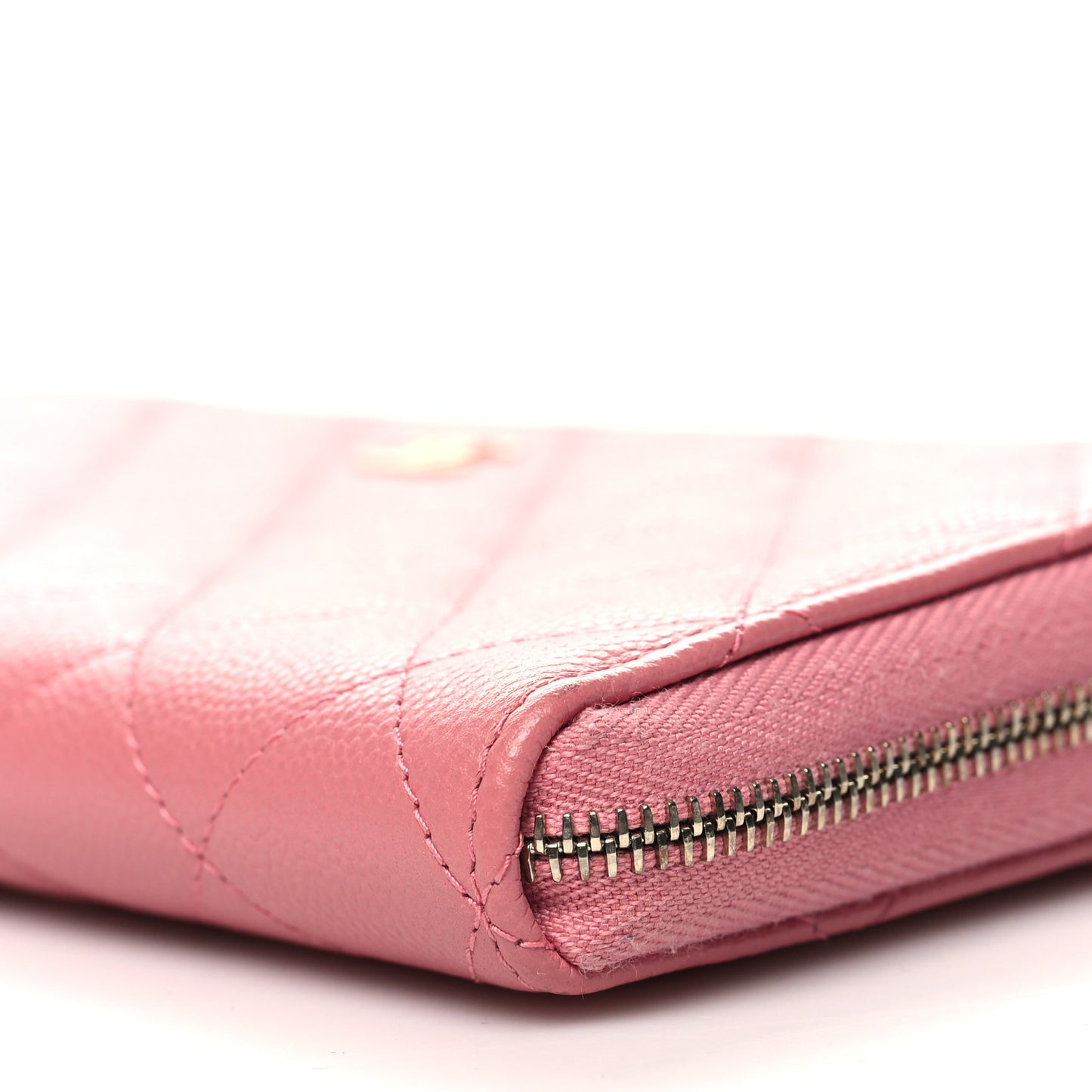Caviar Quilted Zip Around Wallet Pink