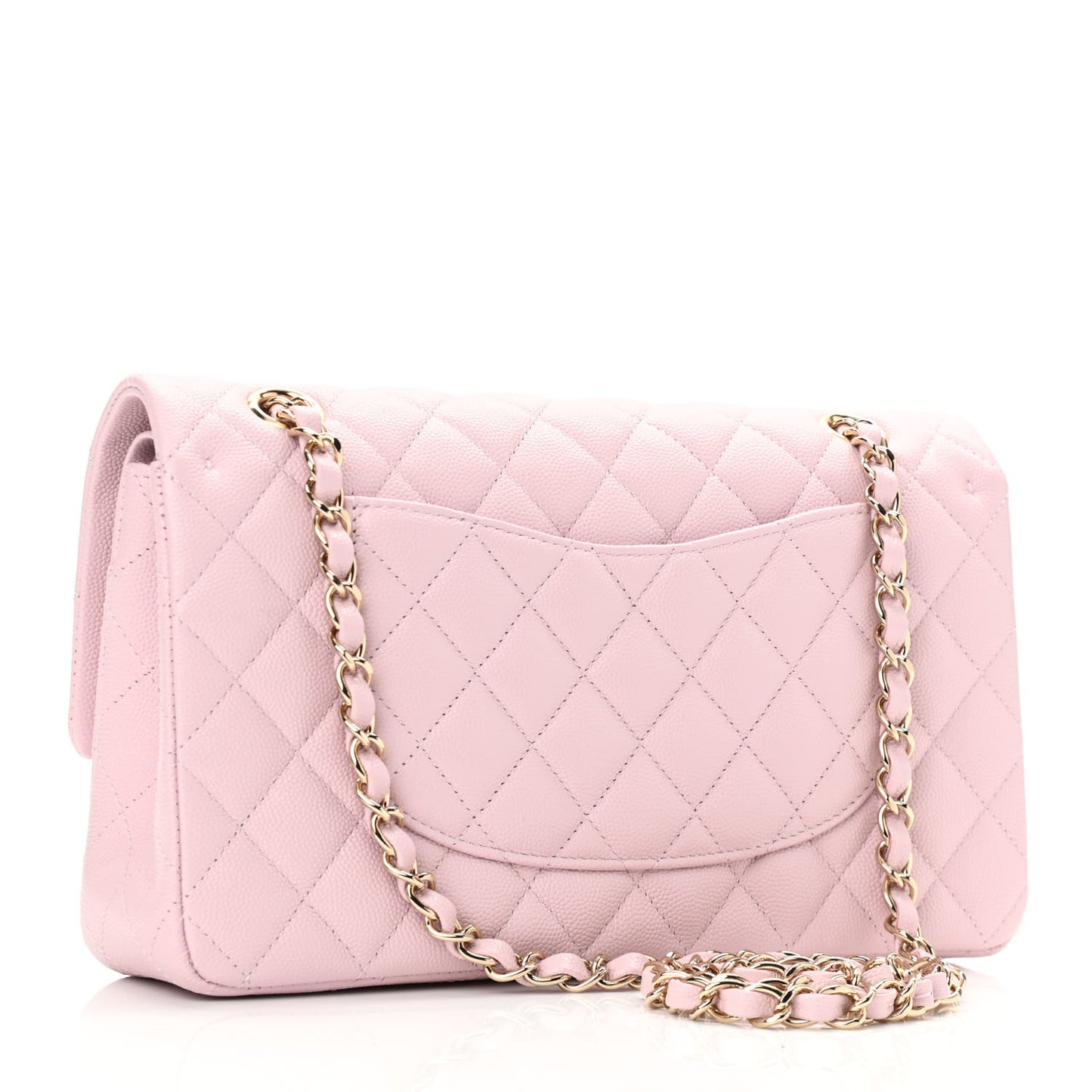 Caviar Quilted Medium Double Flap Light Pink