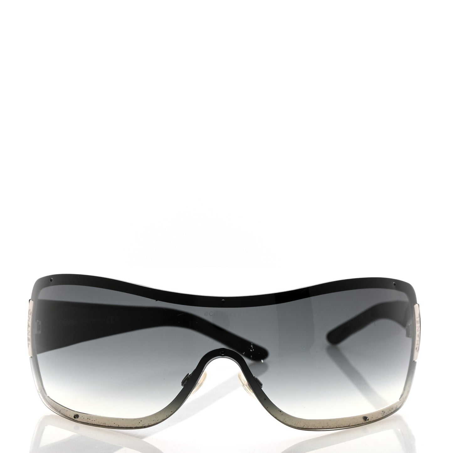 Acetate Quilted Shield Sunglasses 4126 Black Gray