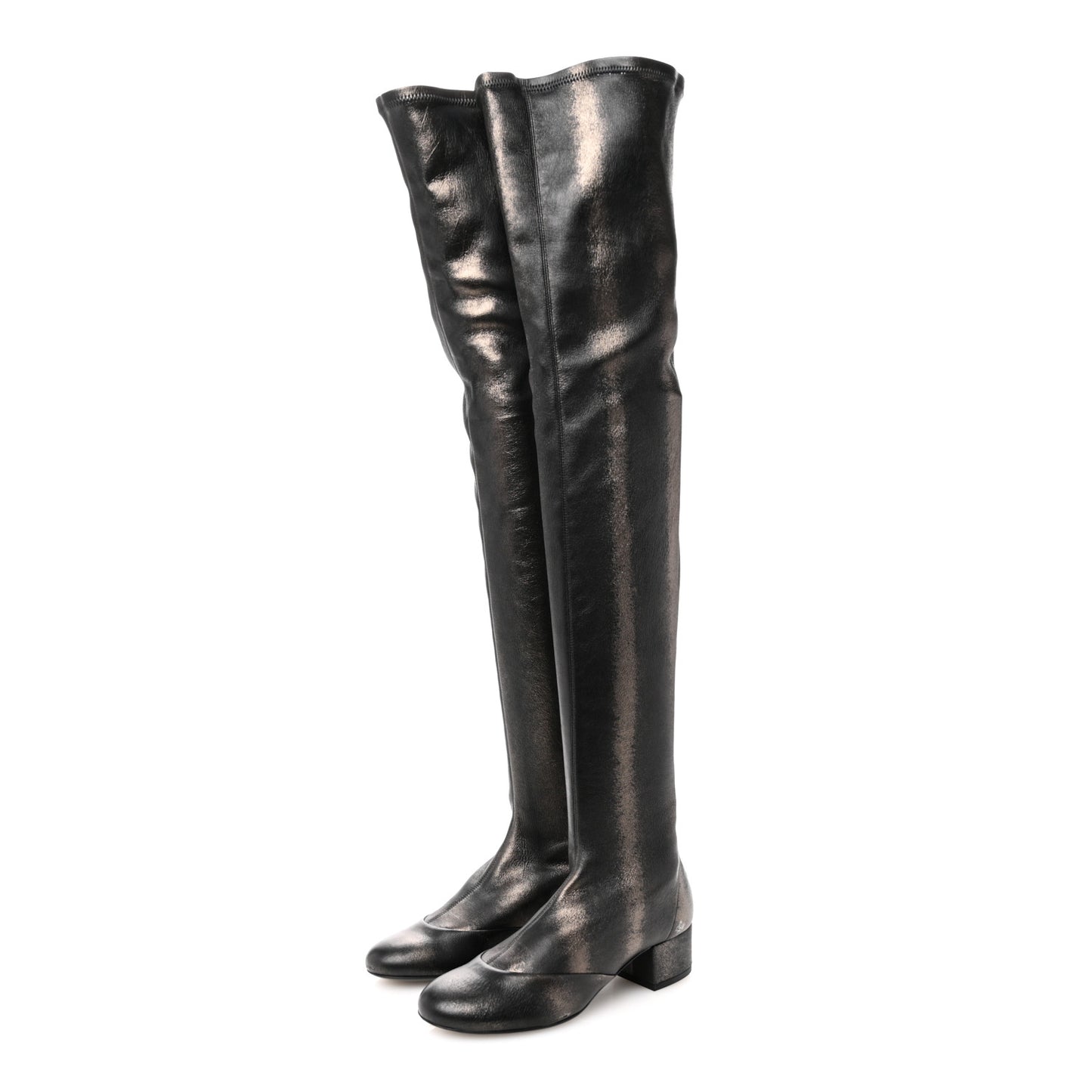 Metallic Lambskin Star Fantasy High Boots 36.5 Dark Grey