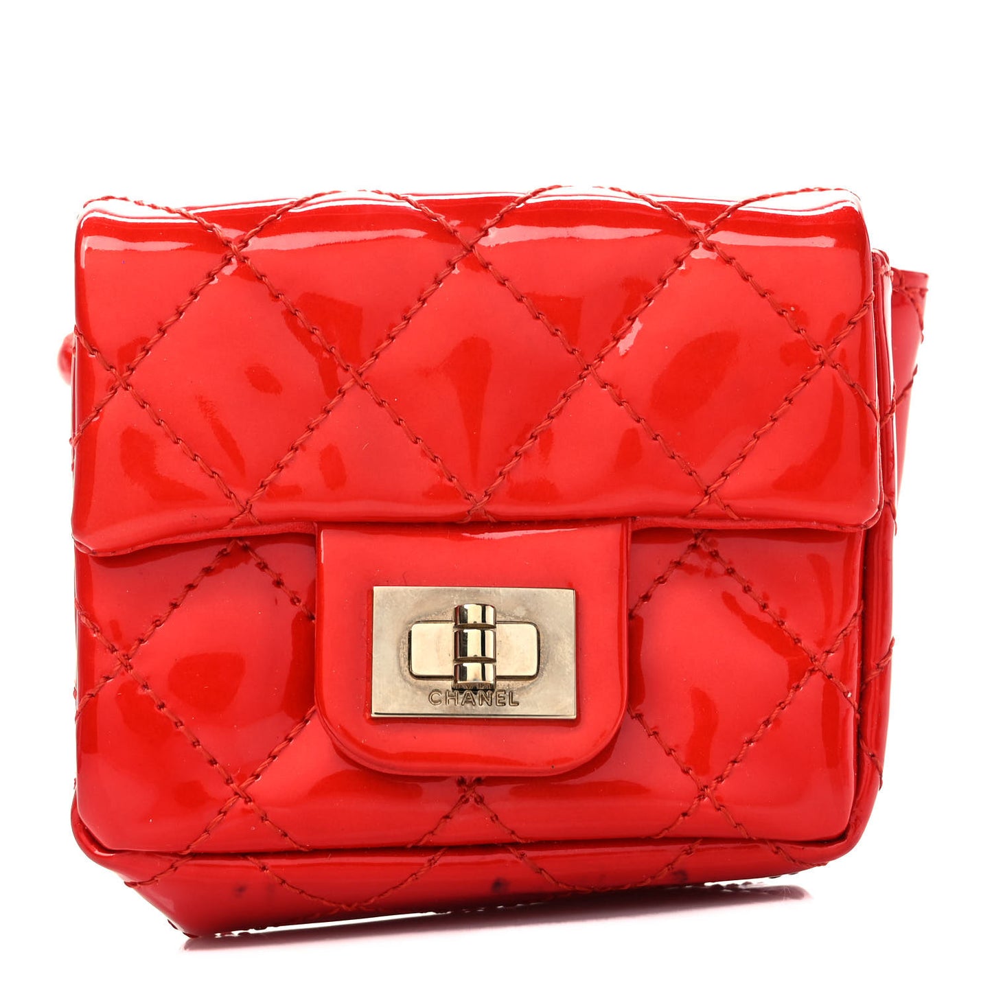 Patent Quilted 2.55 Ankle Wrist Bag Red