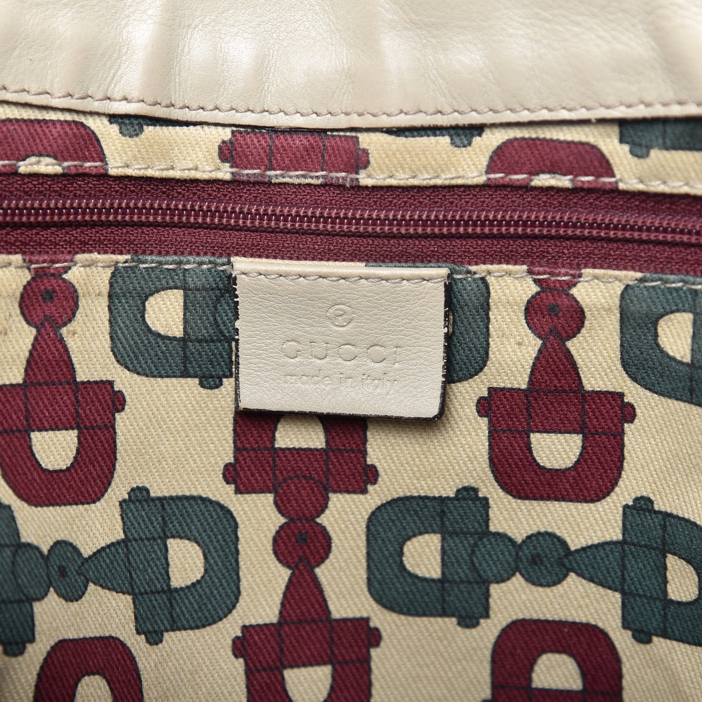 Guccissima Large D Gold Ring Shoulder Bag Off White