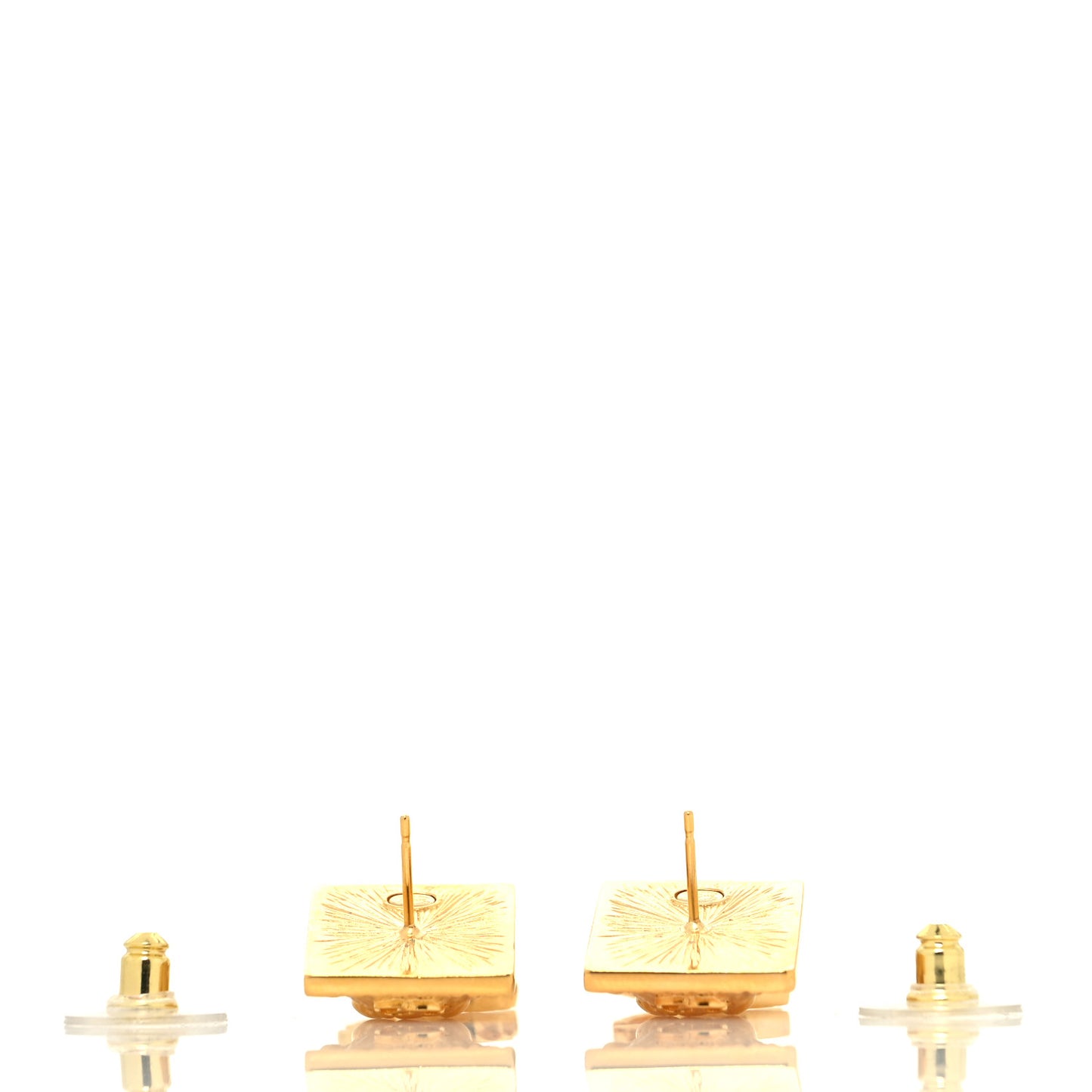 Metal CC Lion Earrings Gold