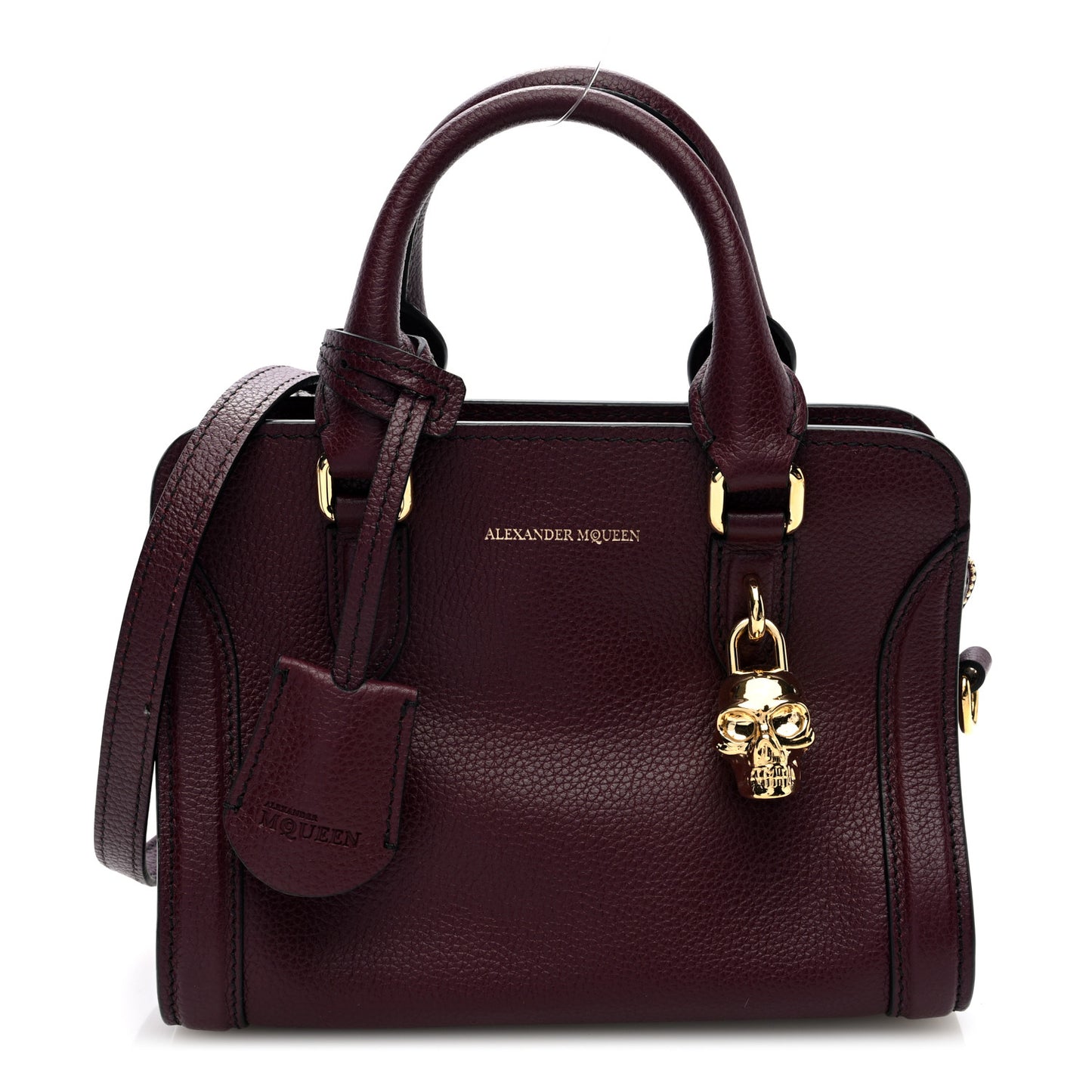Pebbled Calfskin Mini Padlock Tote Bordeaux