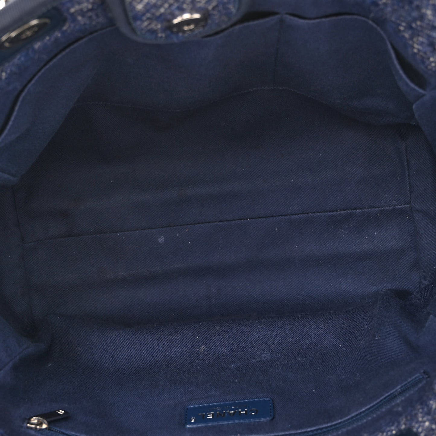 Mixed Fibers Calfskin Small Deauville Tote Blue