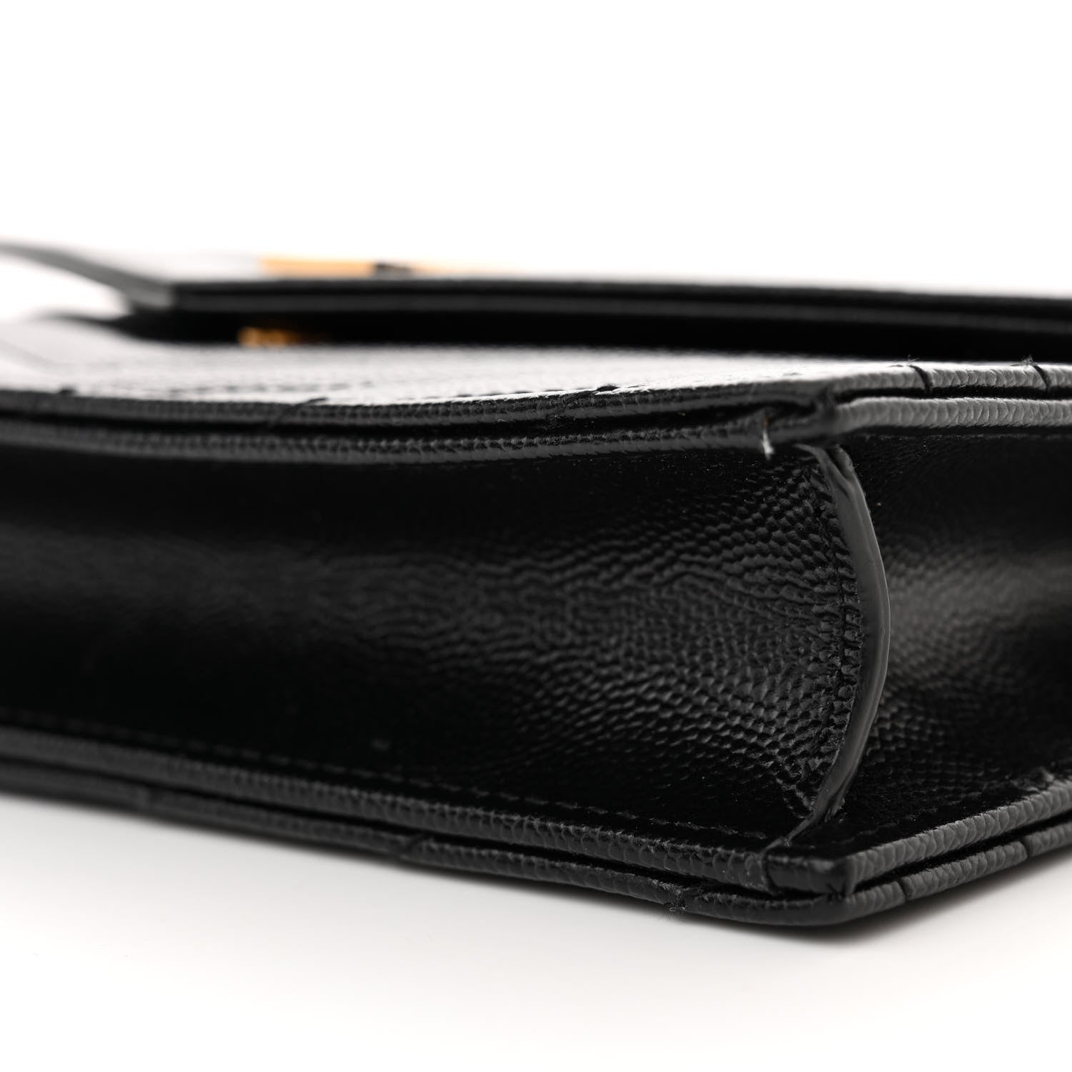 Saint Laurent Grain De Poudre Matelasse Chevron Monogram Envelope Chain Wallet Black 10 of 10