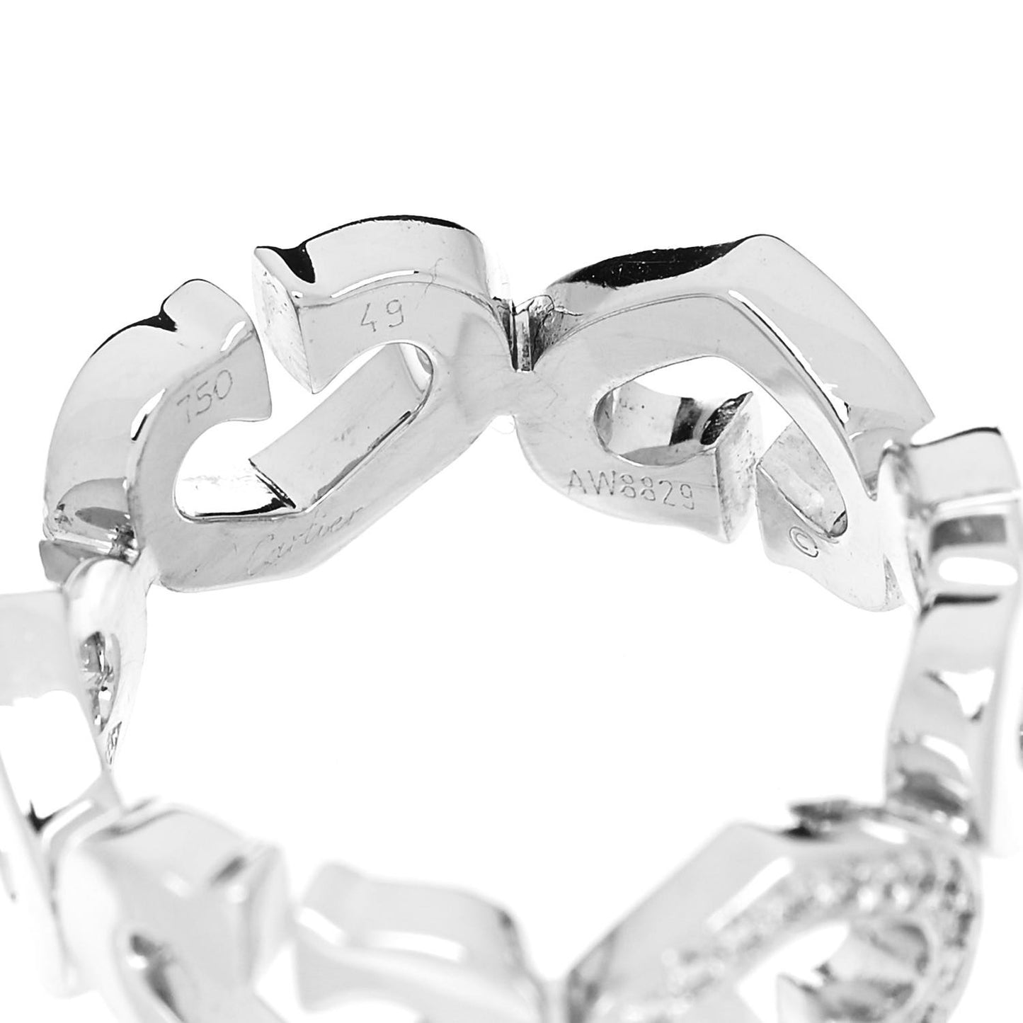 18K White Gold Diamond Hearts and Symbols Ring 49 4.75
