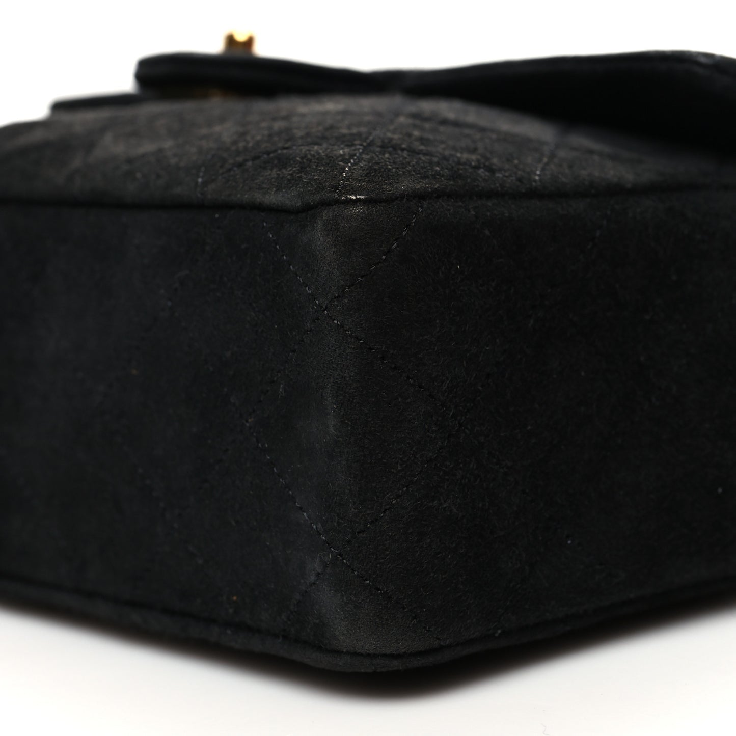 Suede Quilted Mini Square Flap Black