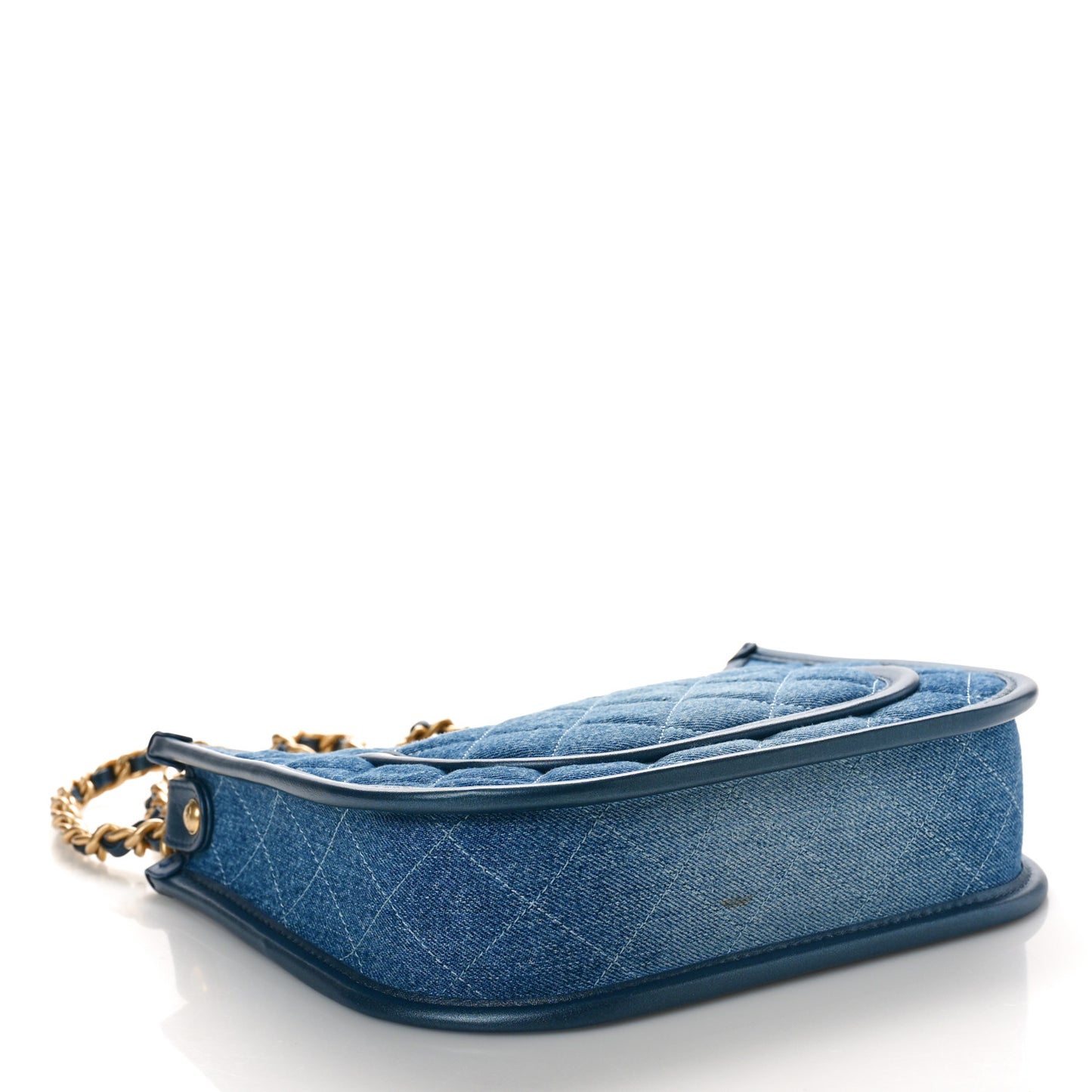Washed Denim Quilted Hobo Blue