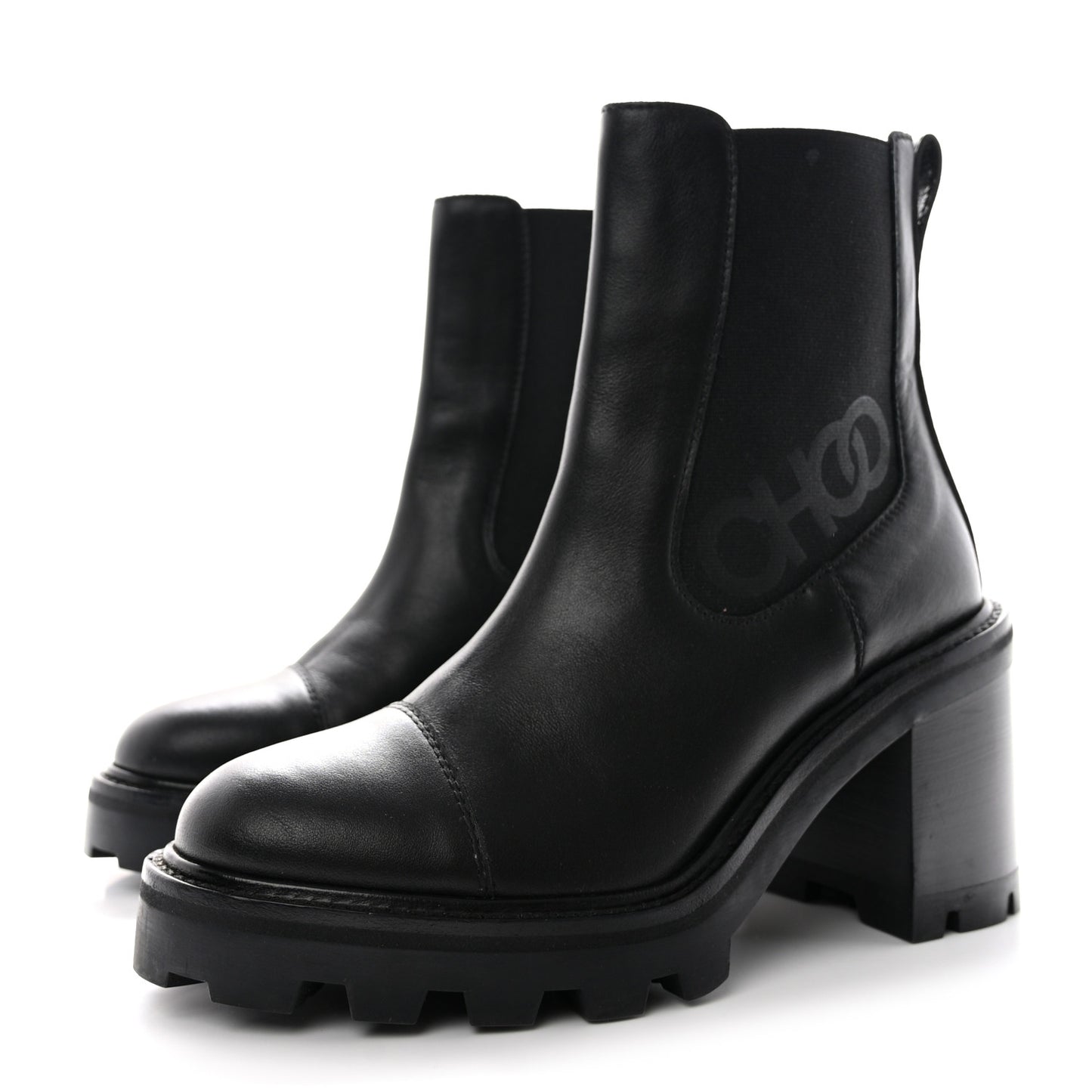 Calfskin Lug Sole Boots 36 Black