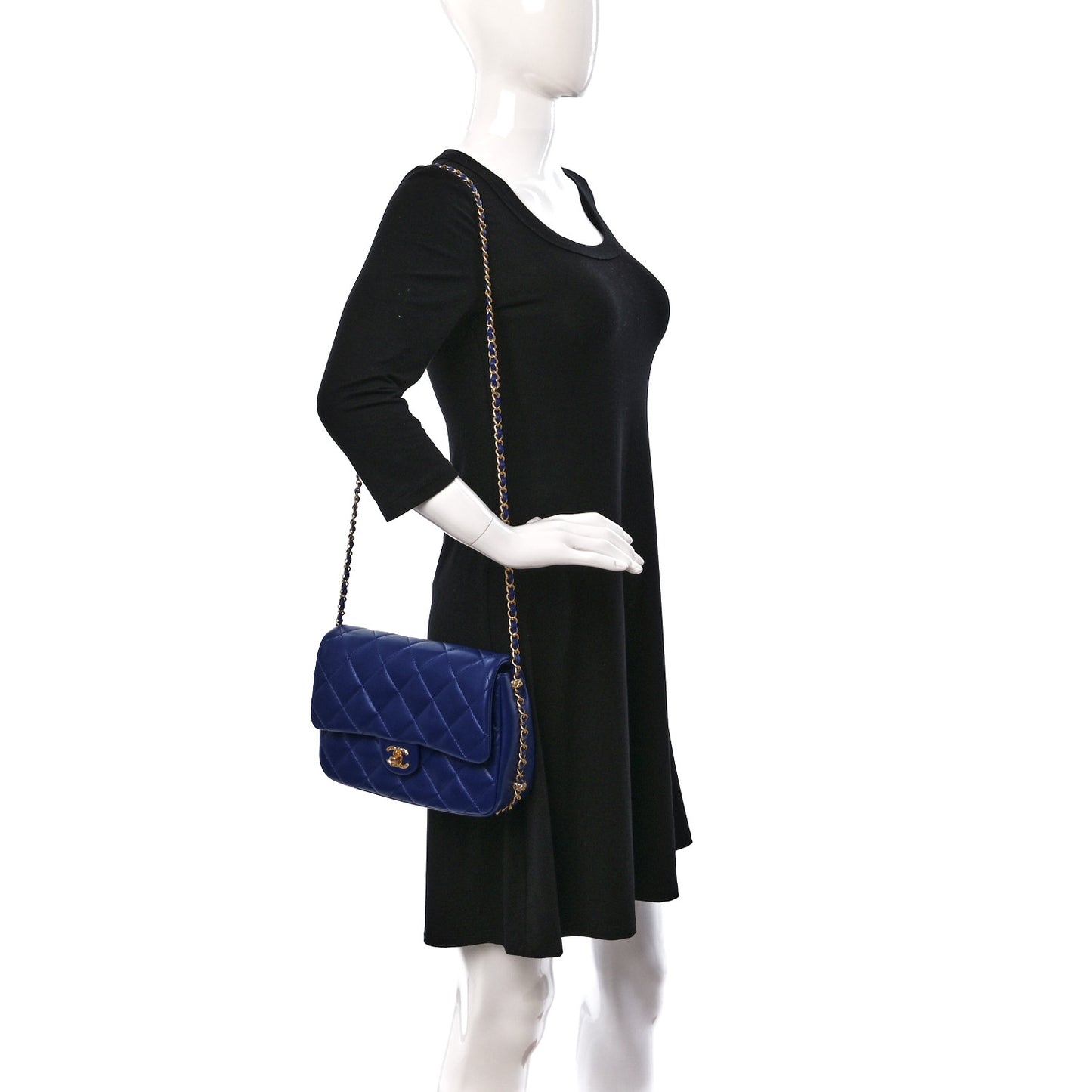 Lambskin Quilted Large CC Chain Flap Blue