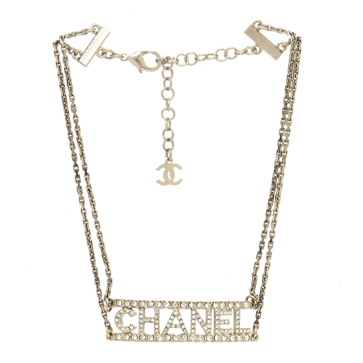 Metal Crystal Logo Choker Necklace Gold
