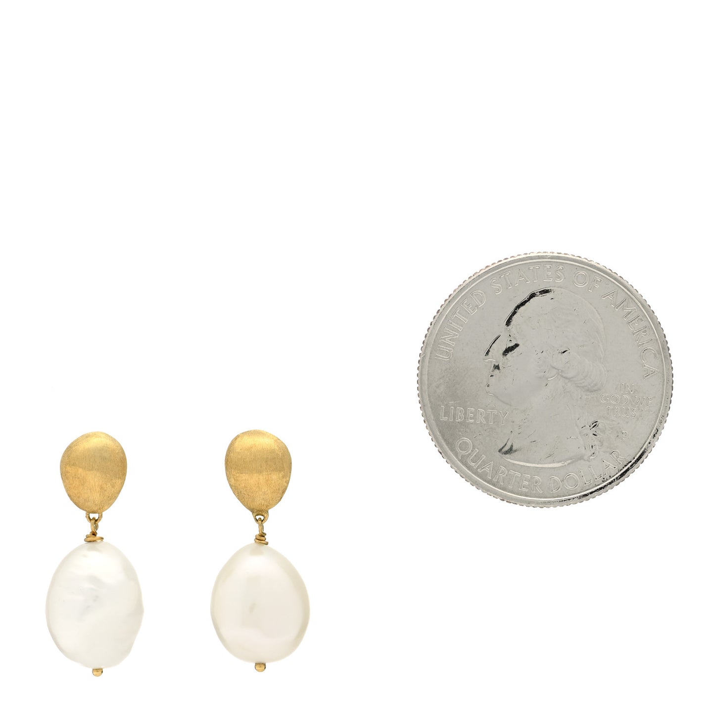18K Yellow Gold Pearl Africa Drop Earrings