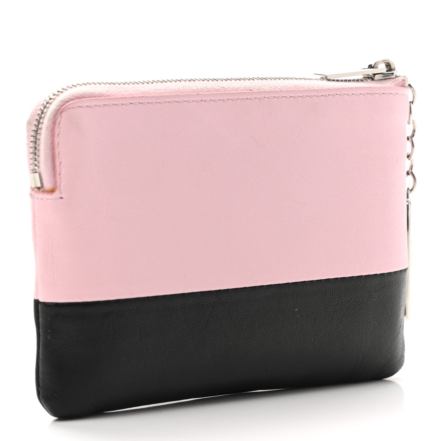 Lambskin Bi-Color Coin and Card Pouch Pale Pink Espresso