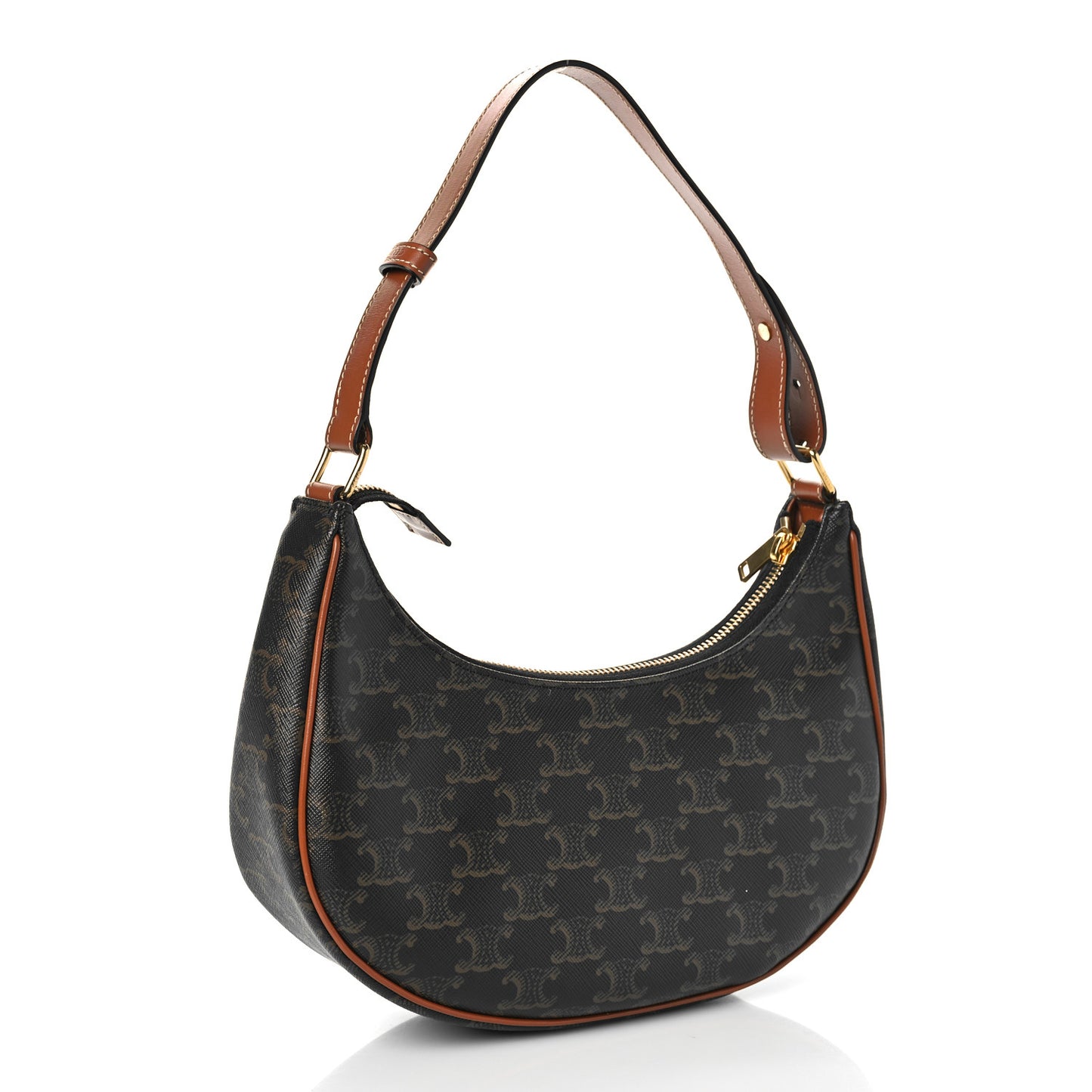Triomphe Canvas Calfskin Ava Shoulder Bag Tan
