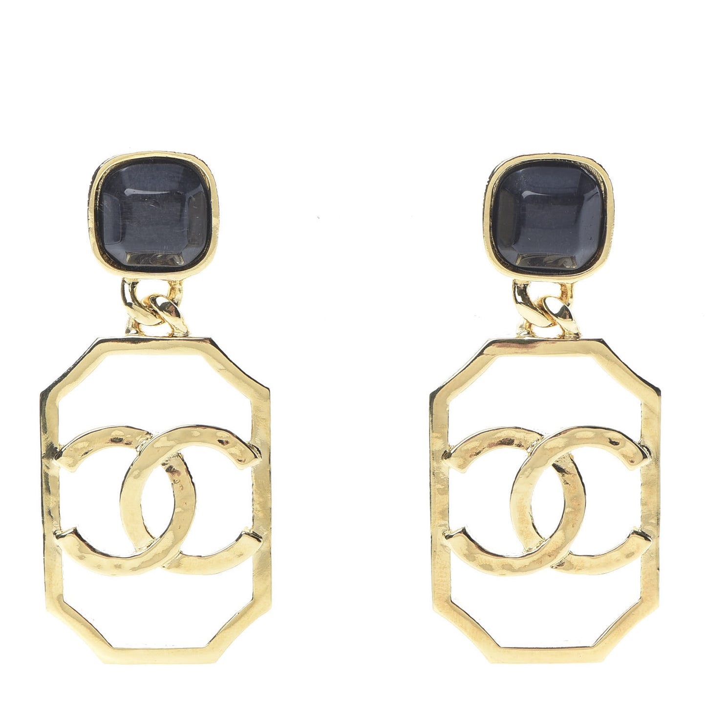 Metal Natural Stones CC Earrings Gold Blue