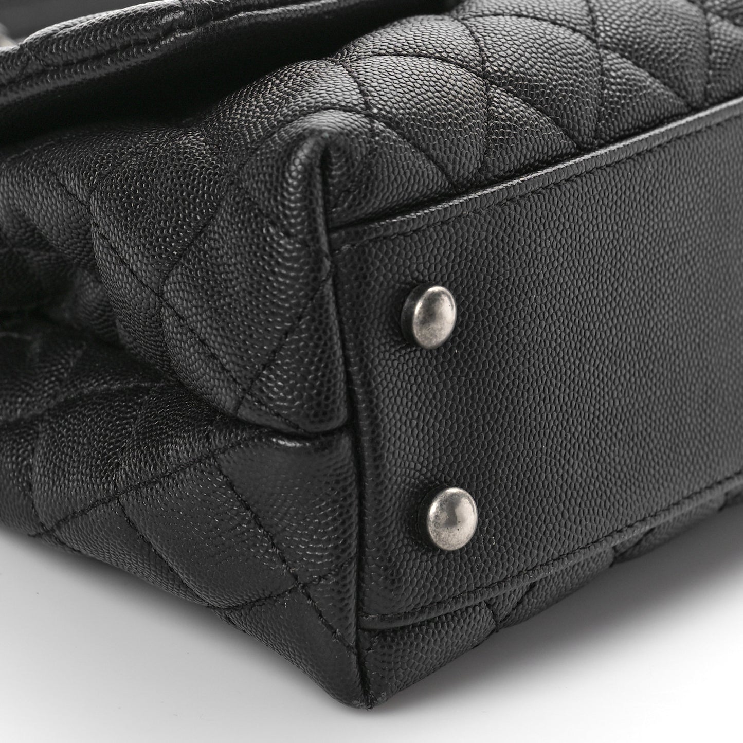 Caviar Lizard Embossed Quilted Mini Coco Handle Flap Black