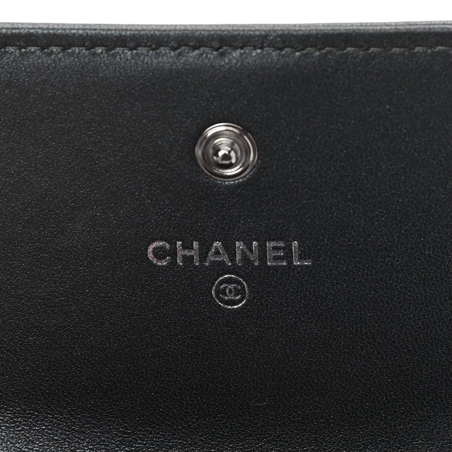 Caviar Quilted Vintage Mademoiselle Flap Card Holder Black