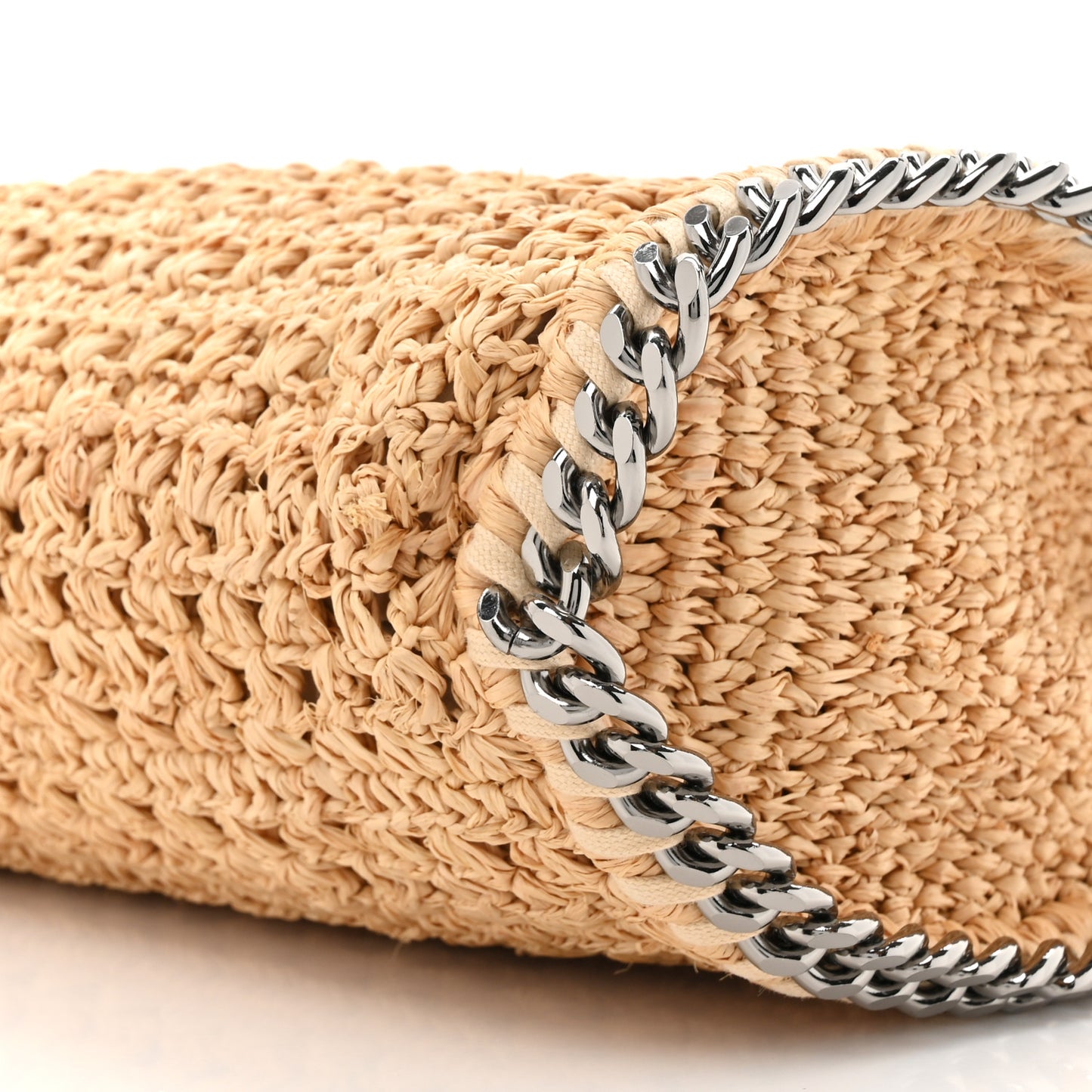 Raffia Mini Falabella Fold Over Tote Natural