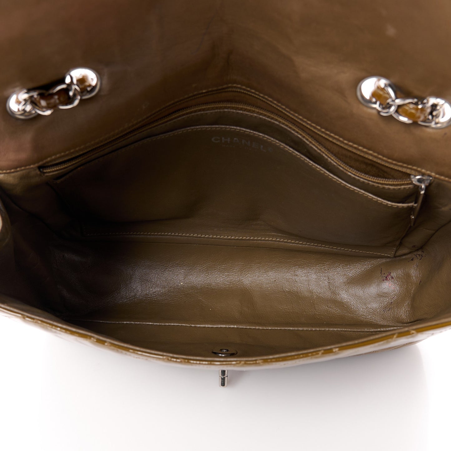 Patent Quilted Jumbo Single Flap Brown