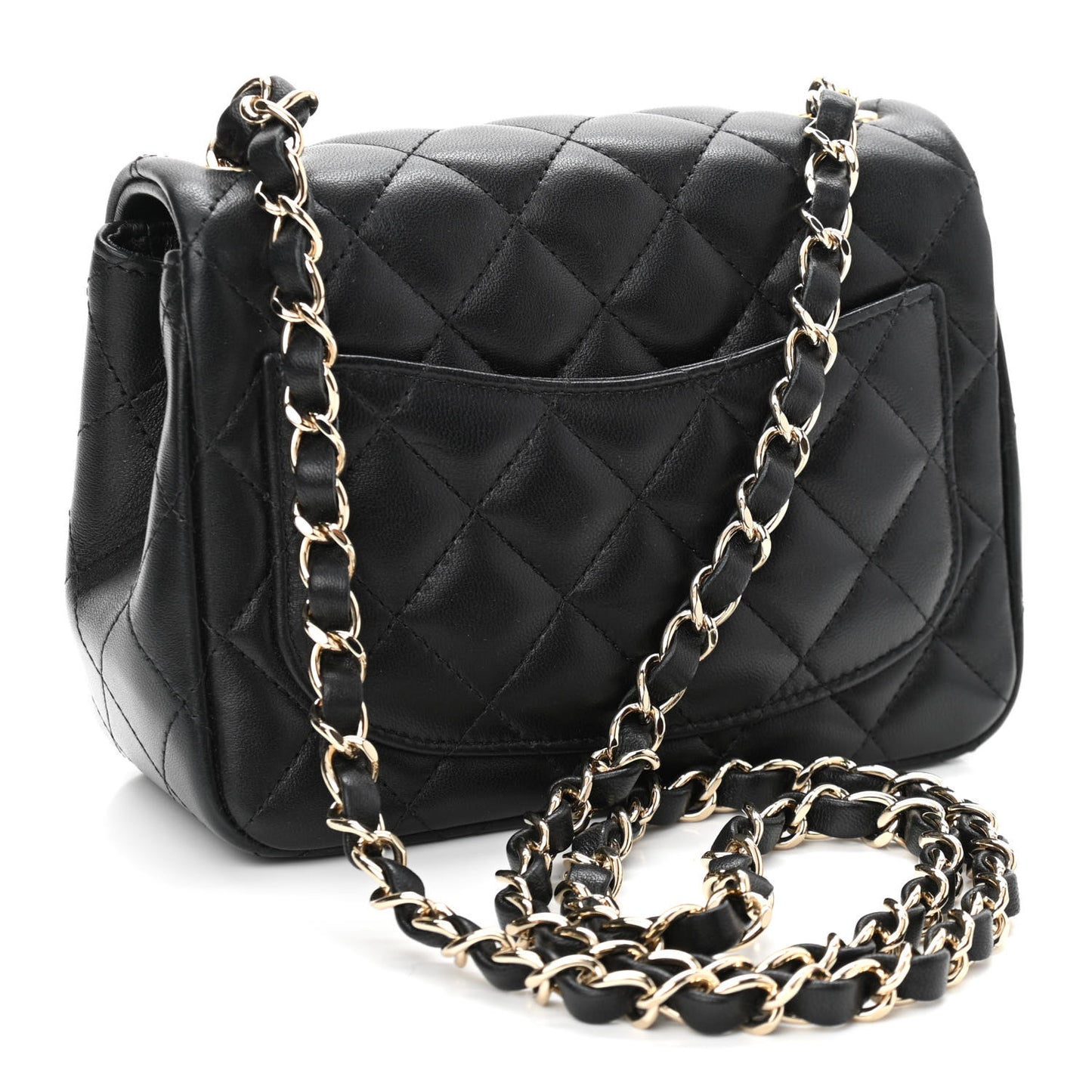Lambskin Quilted Mini Square Flap Black
