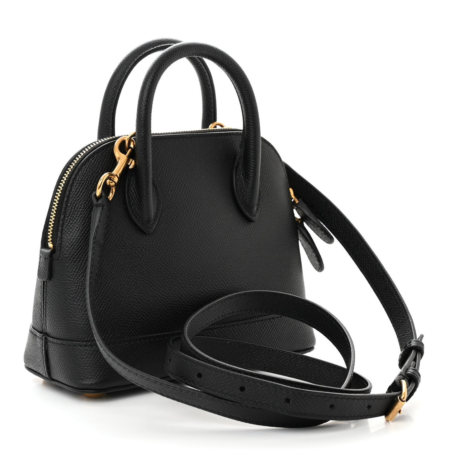 Signature Grained Calfskin XXS Ville Top Handle Bag Black White