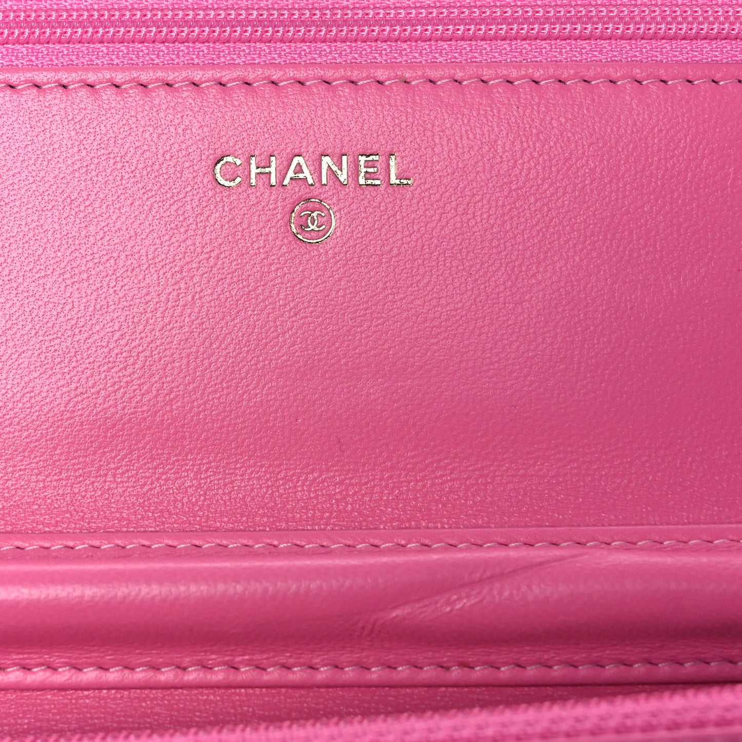 Lambskin Quilted CC Pearl Crush Wallet on Chain WOC Pink