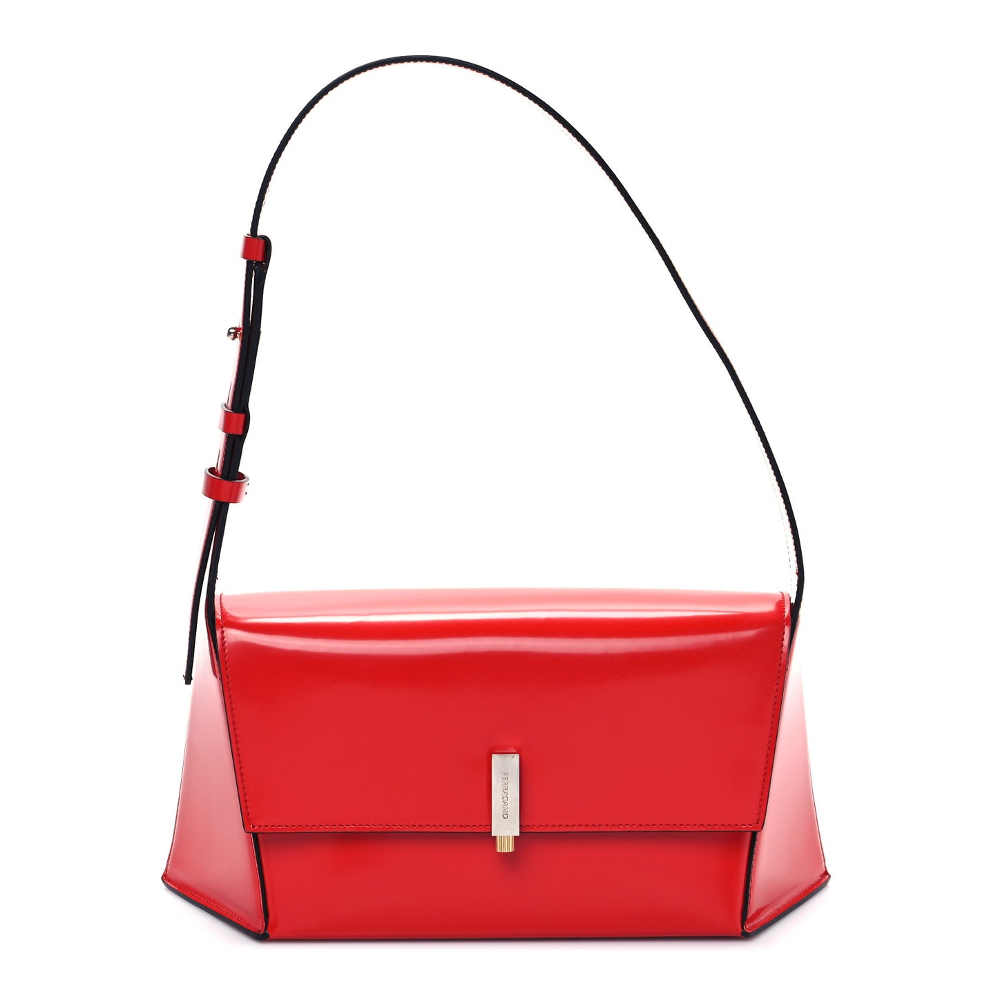Brushed Calfskin Medium Geometric Prisma Shoulder Bag Flame Red
