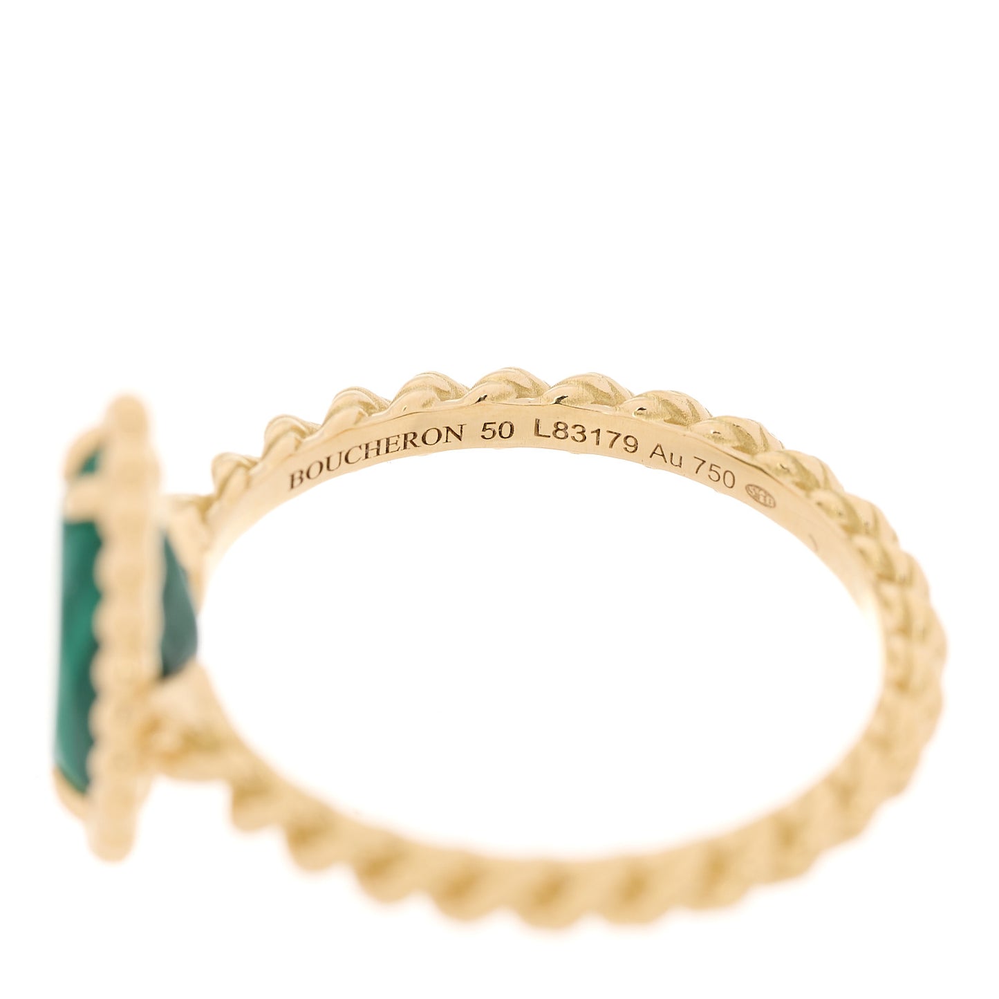 18K Yellow Gold Malachite Small Serpent Boheme Ring 50 5.25