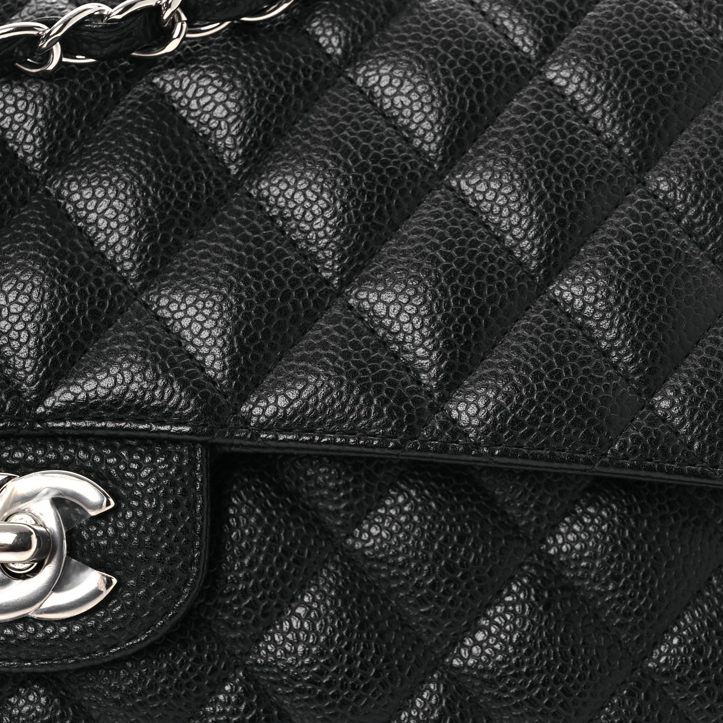 Caviar Quilted Medium Double Flap Black